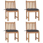 VIDAXL Chaises de jardin lot de 4 avec coussins Bois de teck massif