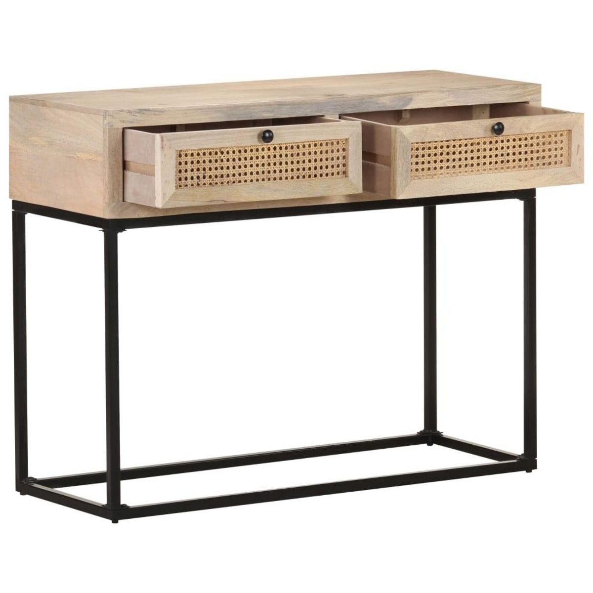 VIDAXL Table console 100x35x76 cm Bois de manguier et canne naturelle