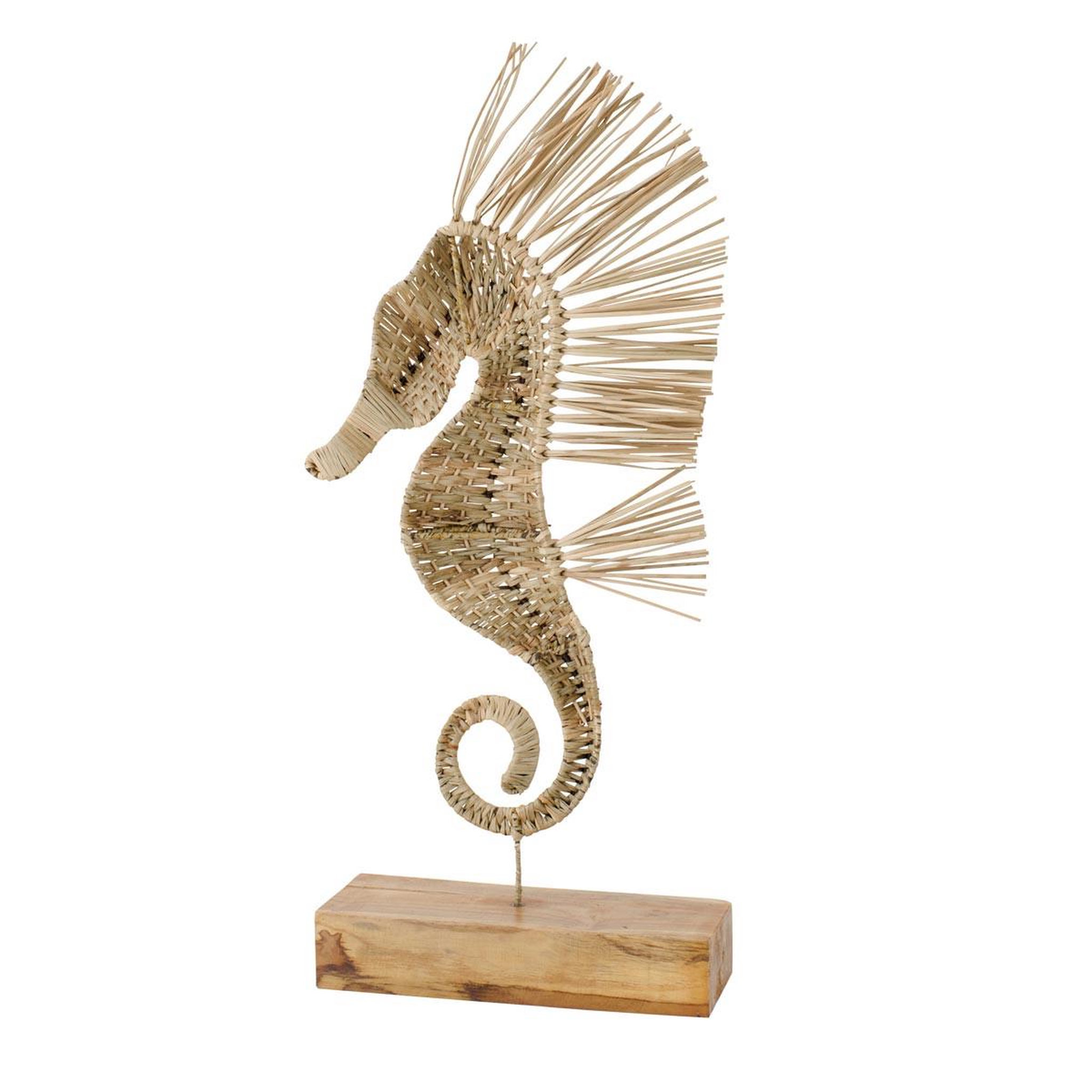 Voir la diapositive 2 : J-LINE Statue hippocampe herbe  nut  80cm naturel