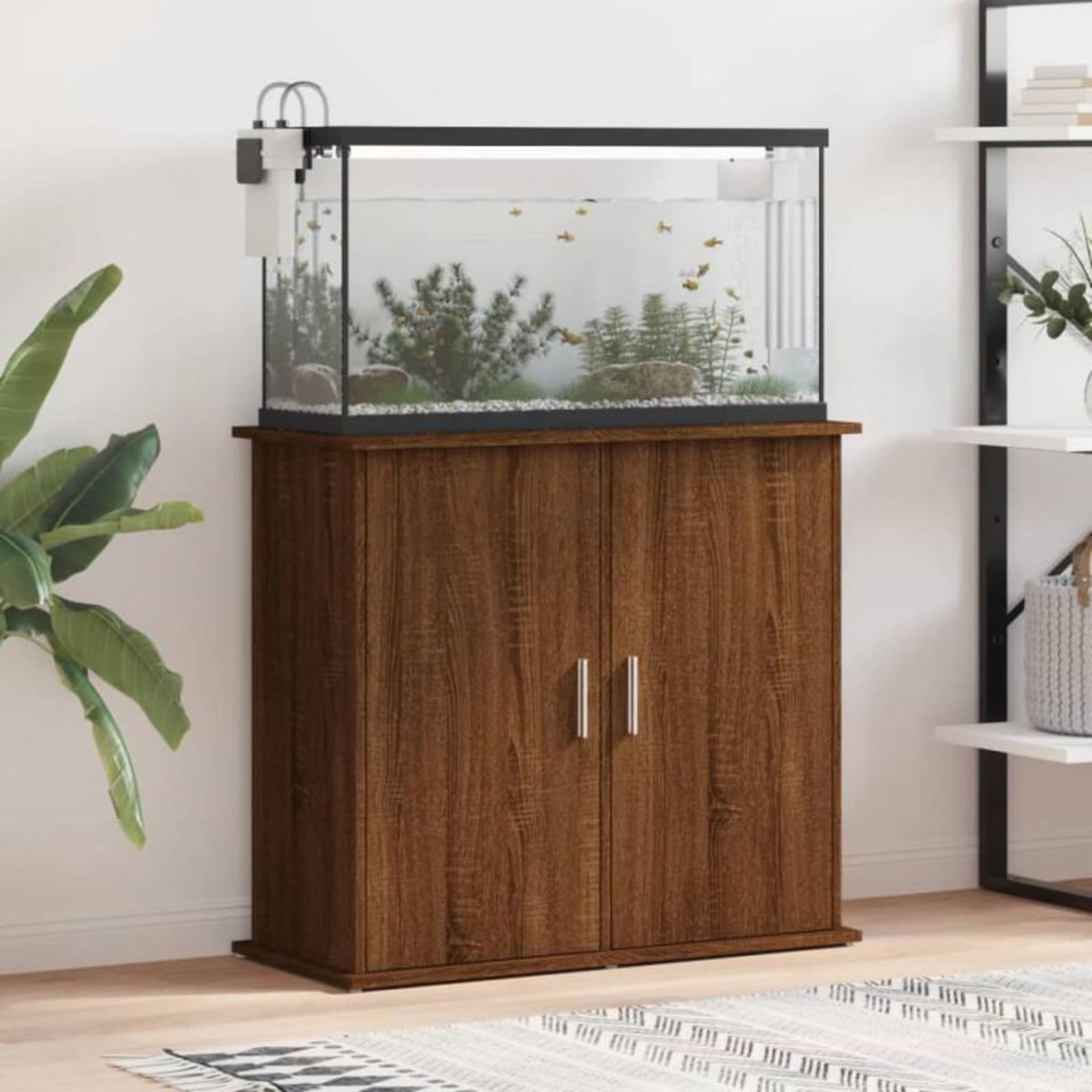 VIDAXL Support pour aquarium chêne marron 81x36x73cm bois d ingénierie