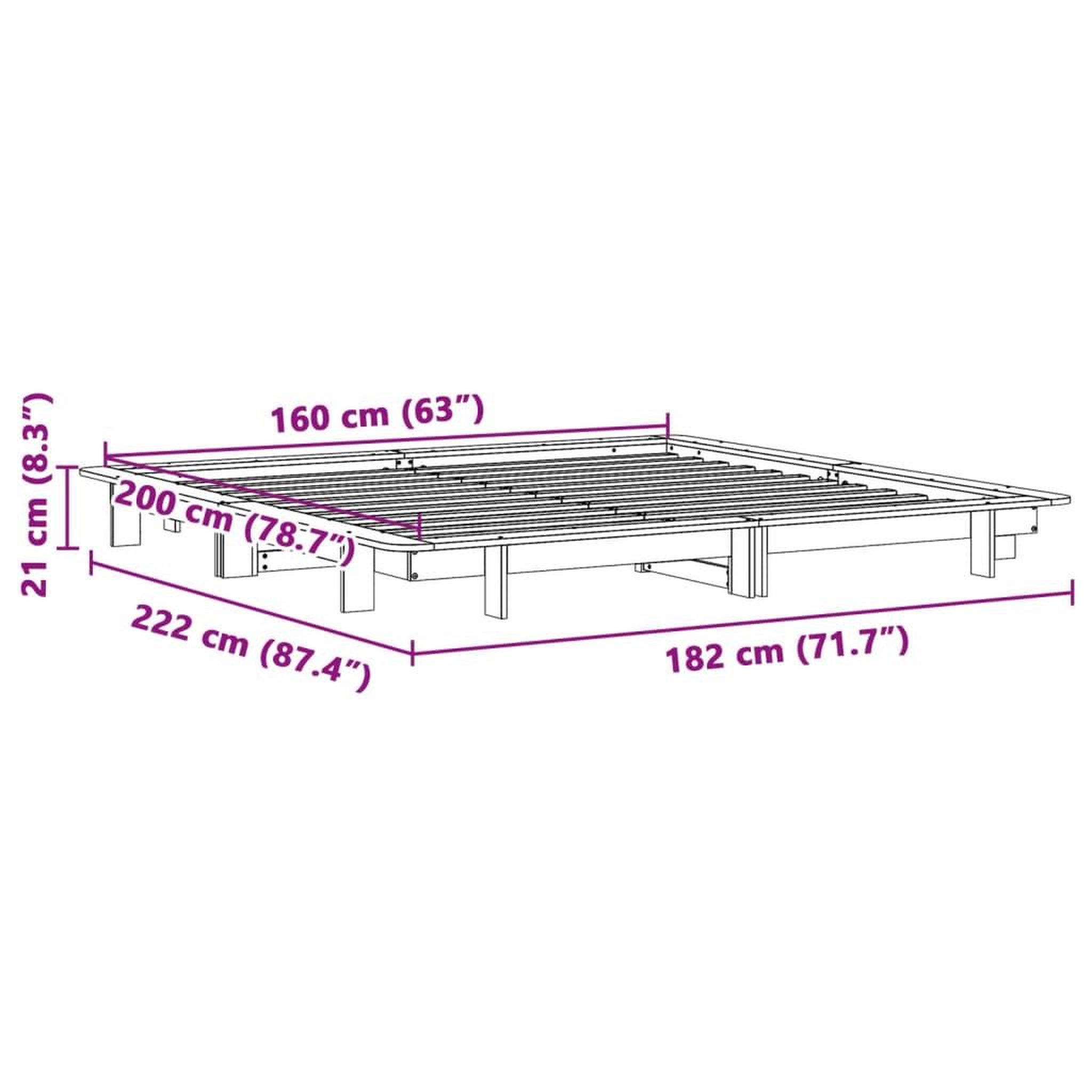 Voir la diapositive 6 : VIDAXL Cadre de lit sans matelas cire marron 160x200cm bois pin massif