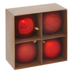 ATMOSPHERA Lot de 4 Boules de Noël  Jokli  10cm Rouge