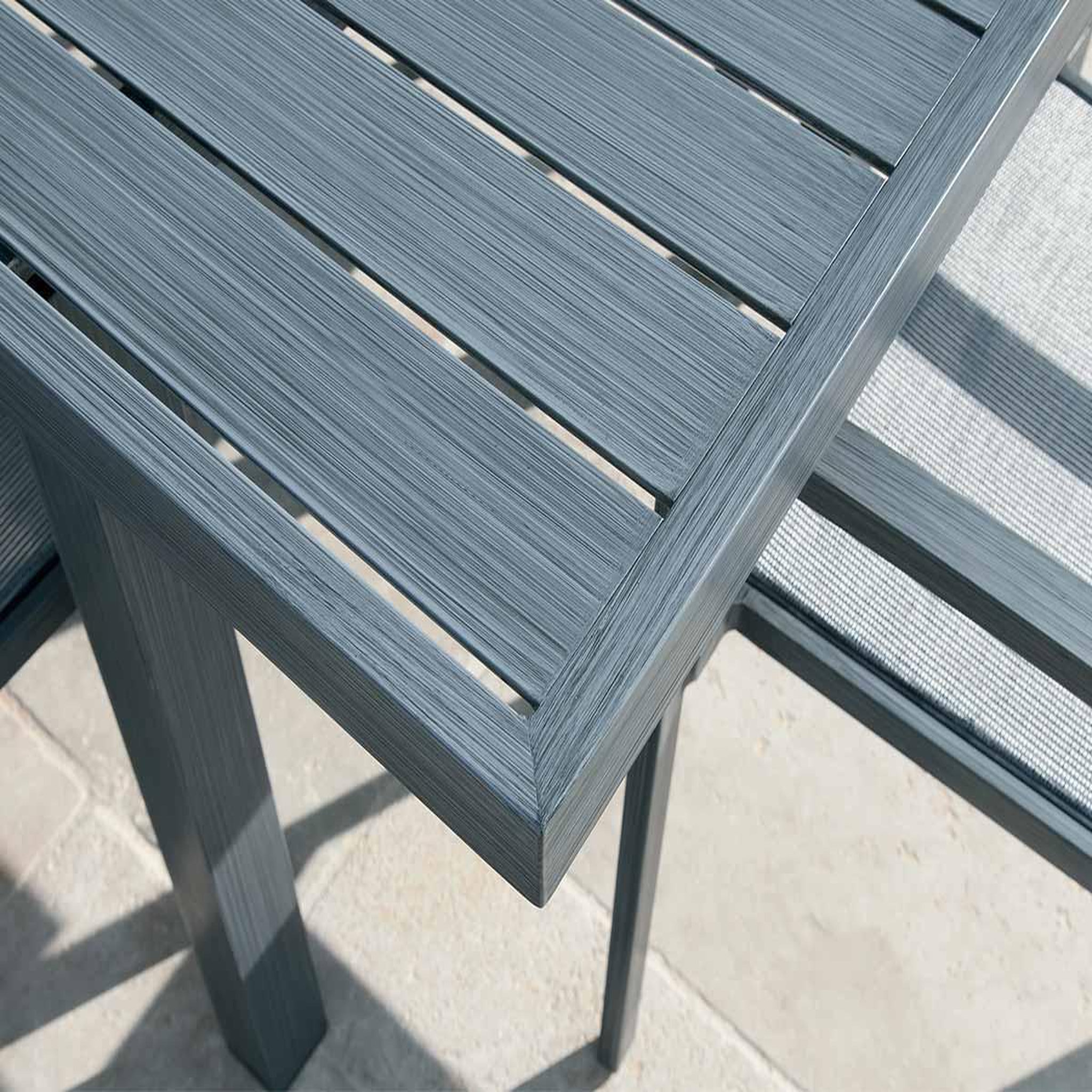 Voir la diapositive 4 : Jardiline Table de jardin rectangulaire extensible en aluminium Santorin teck gris 8/10 places - Jardiline