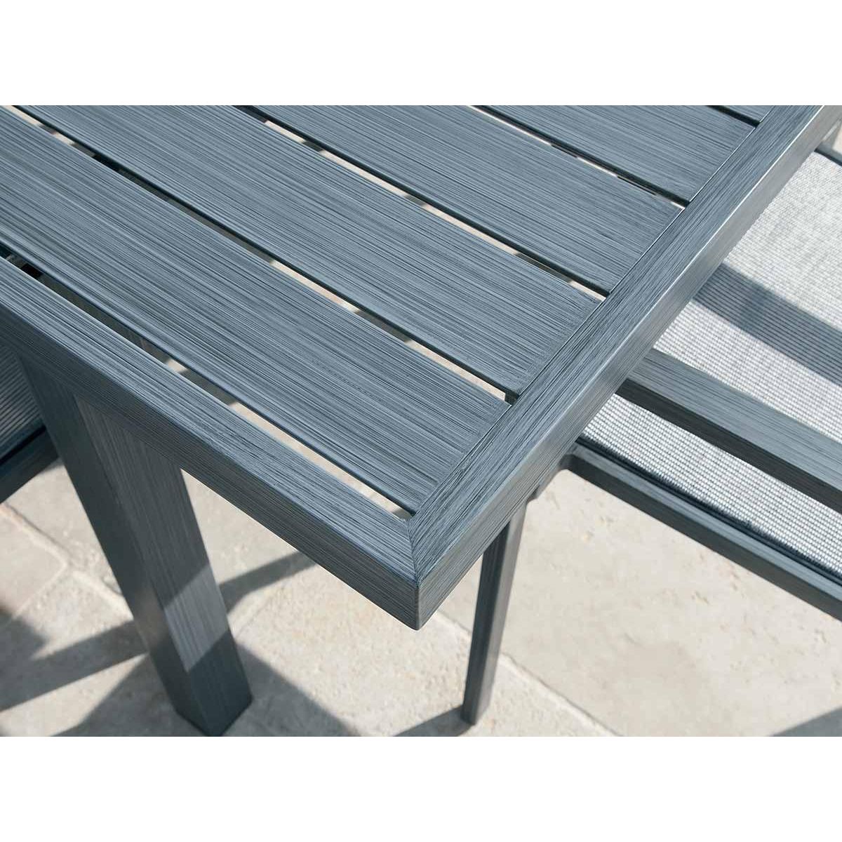 Jardiline Table rectangulaire extensible en aluminium aspect teck gris SANTORIN - 10 places - Jardiline