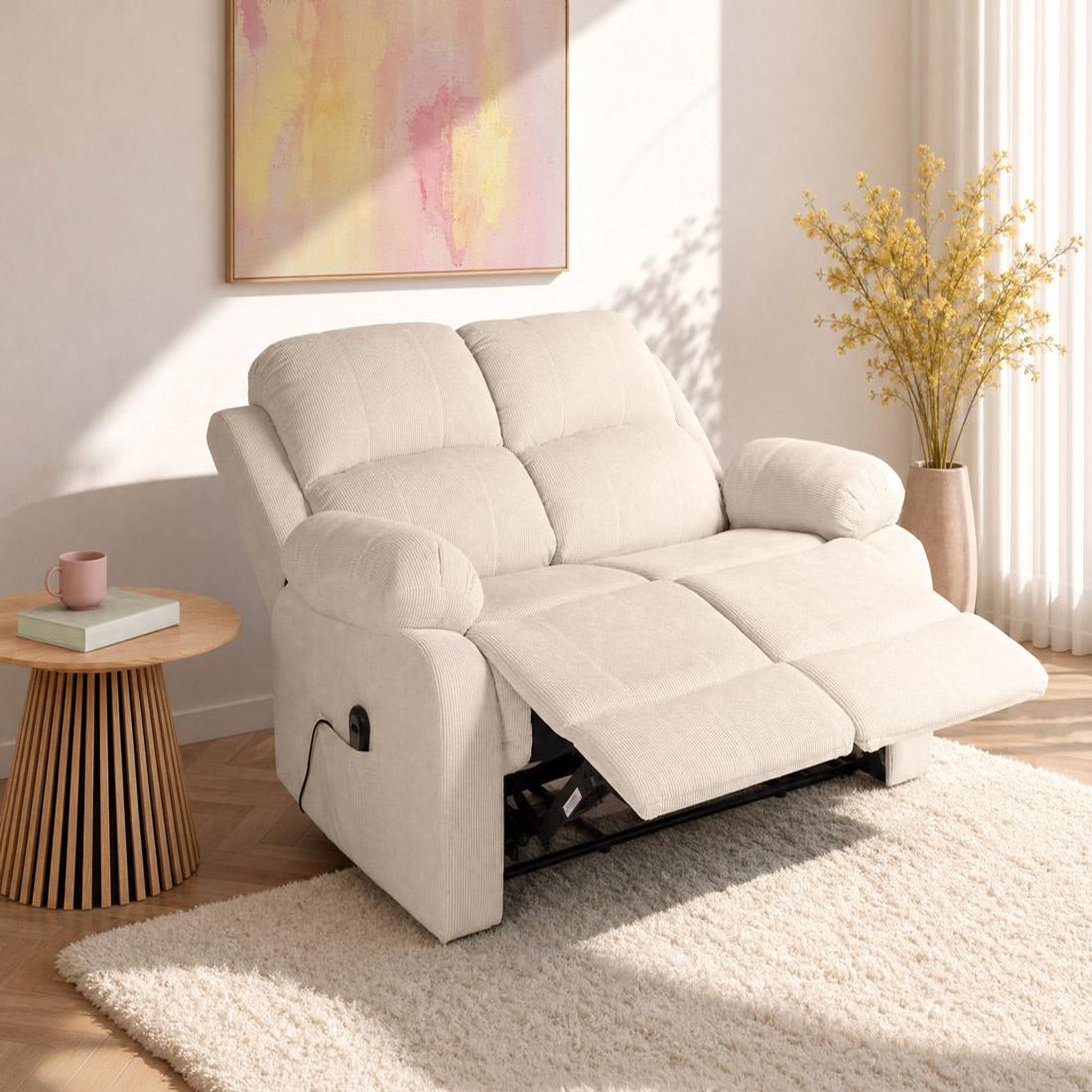 Voir la diapositive 2 : BEST MOBILIER Armand - canapé 2 places relax électrique en velours côtelé