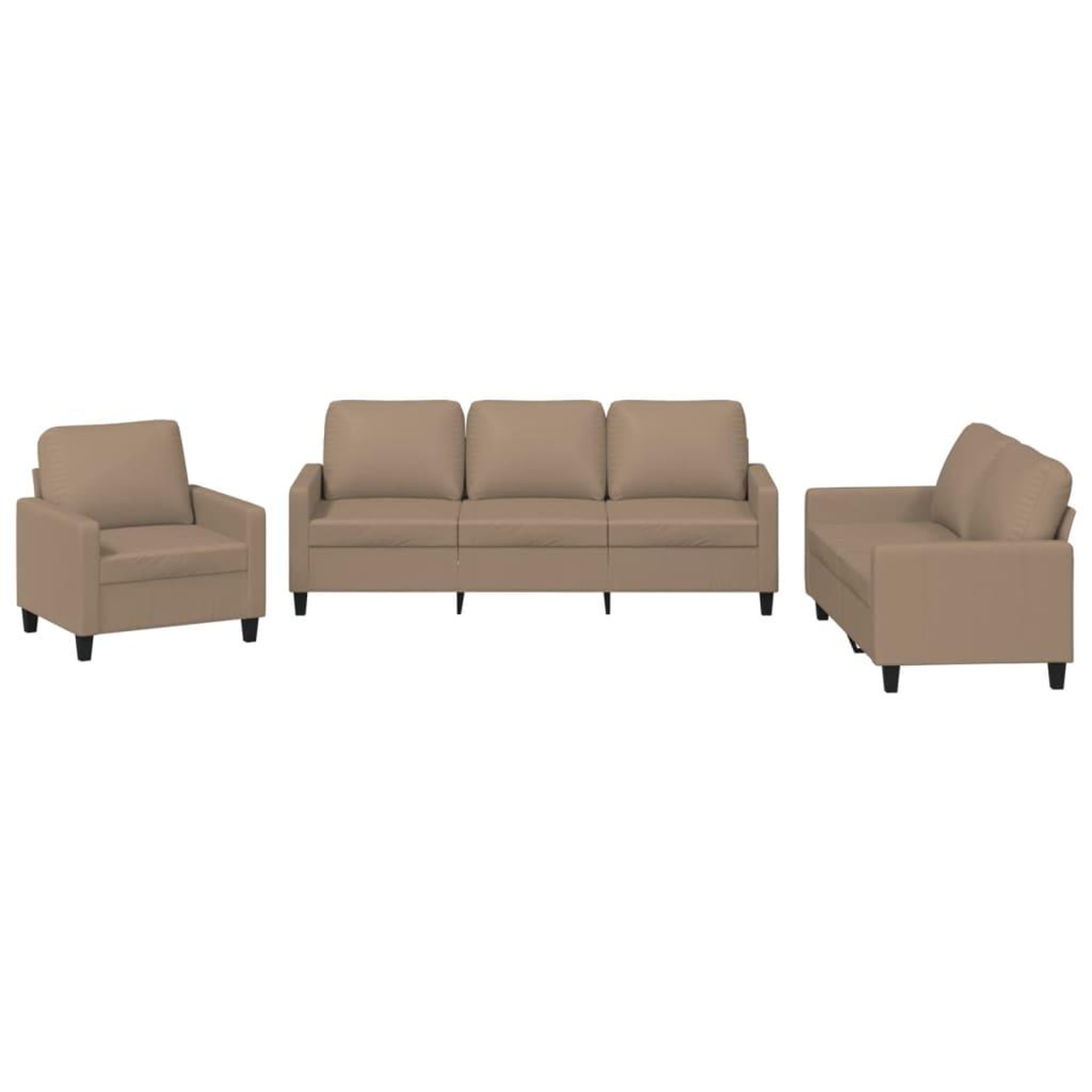 Voir la diapositive 2 : VIDAXL Ensemble de canapes 3 pcs avec coussins Cappuccino Similicuir