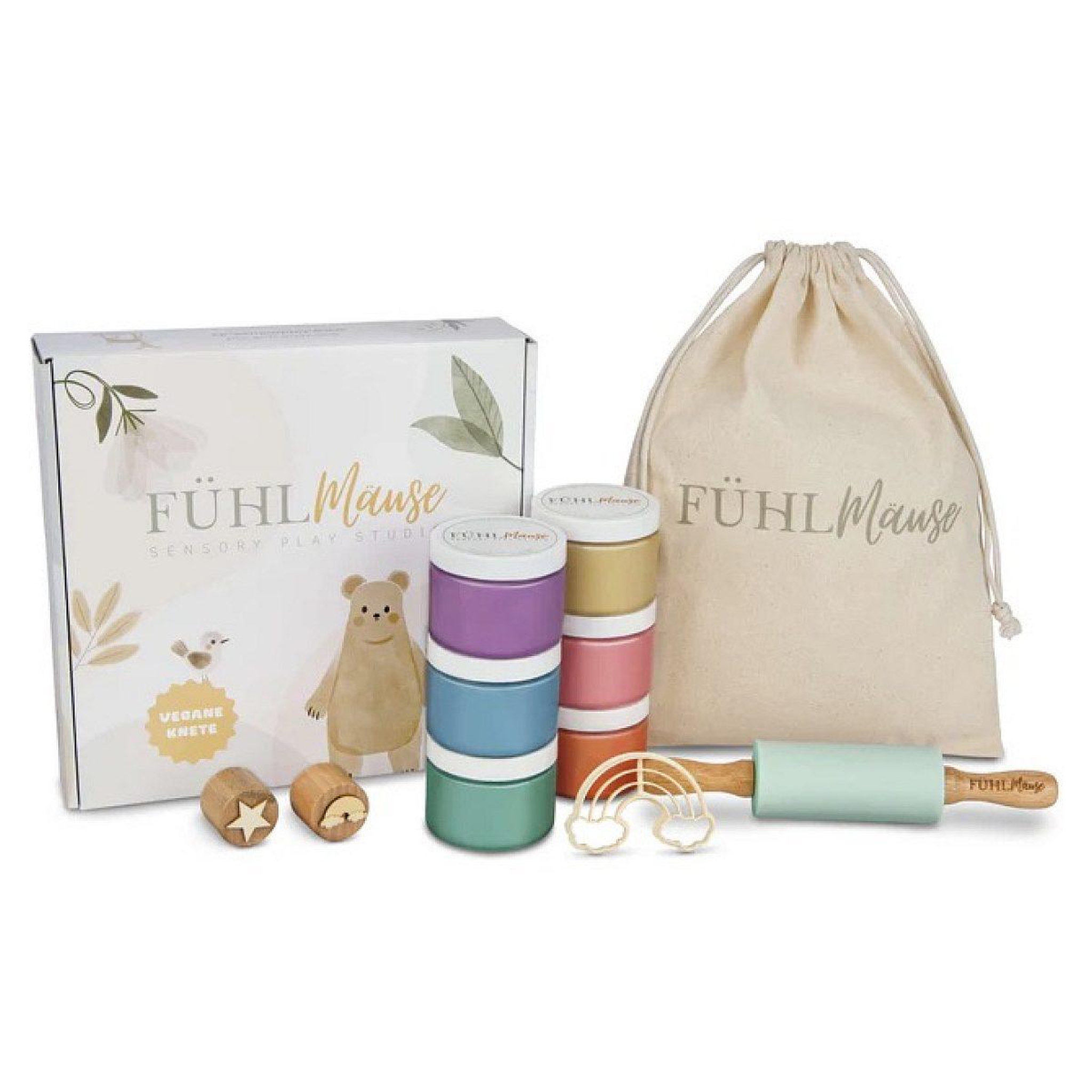 FUHLMAUSE SENSORY PLAY Pate a modeler naturel - set couleurs pastel
