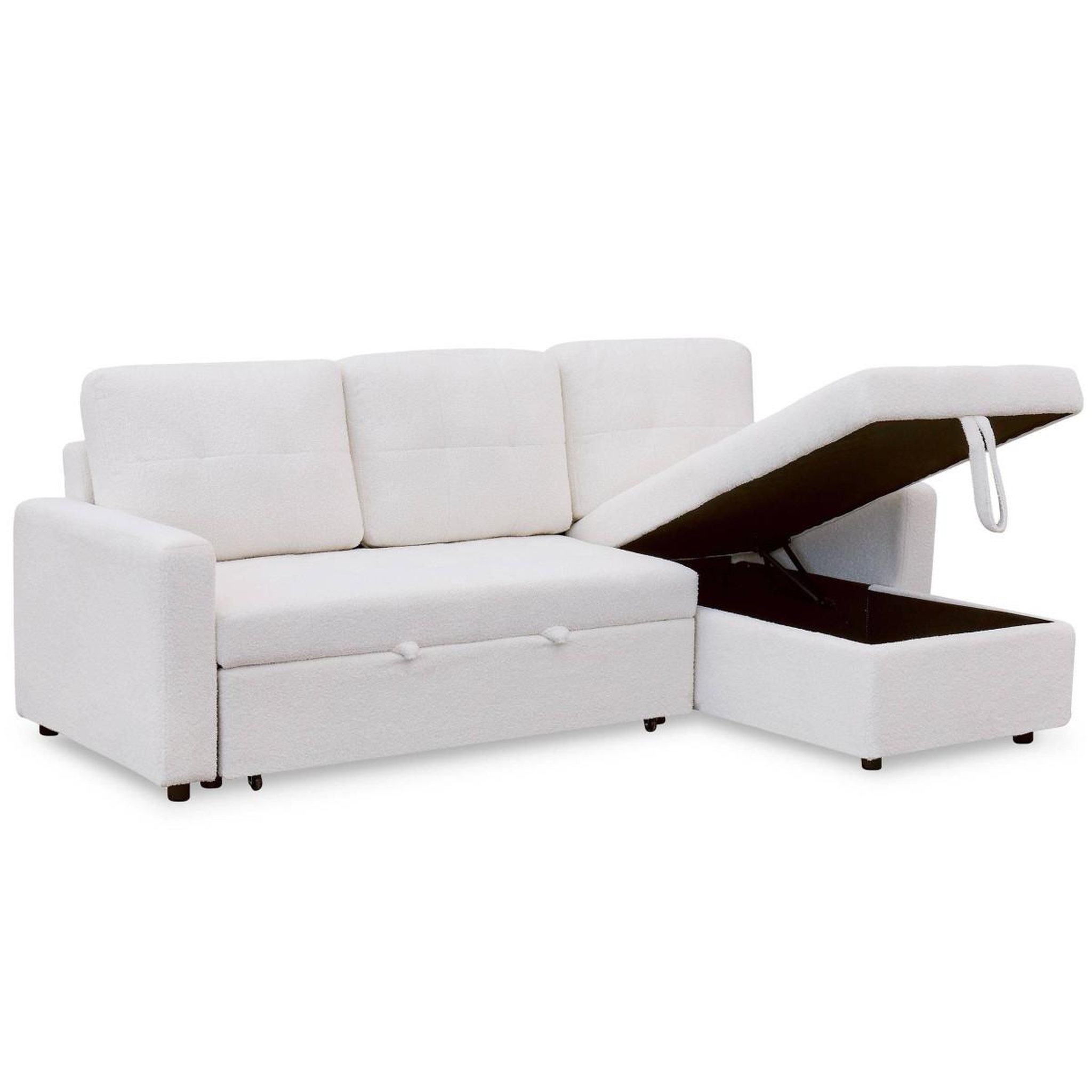 Voir la diapositive 3 : Paris Prix Canapé d'angle convertible bouclette  corto  221cm crème