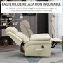 Voir la diapositive 6 : HOMCOM Fauteuil releveur inclinable avec repose-pied ajustable - fauteuil de relaxation électrique - revêtement synthétique crème