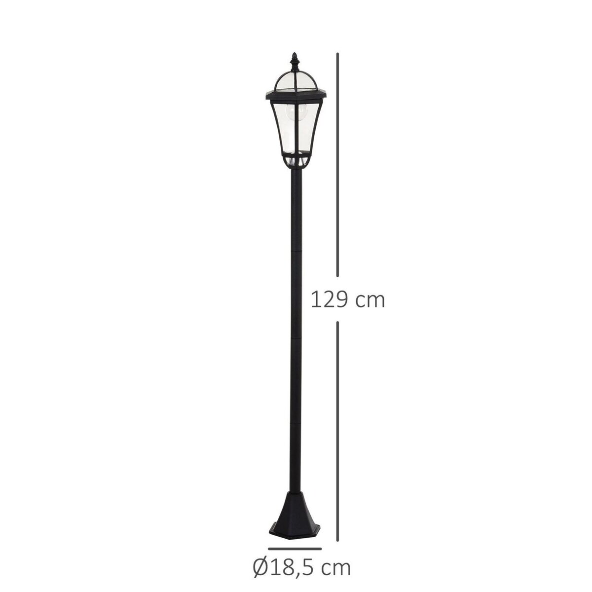 OUTSUNNY Lot de 2 luminaires extérieurs solaires lampadaires lanternes classiques LED 15 Lm Ø 18,5 x 129H cm noir