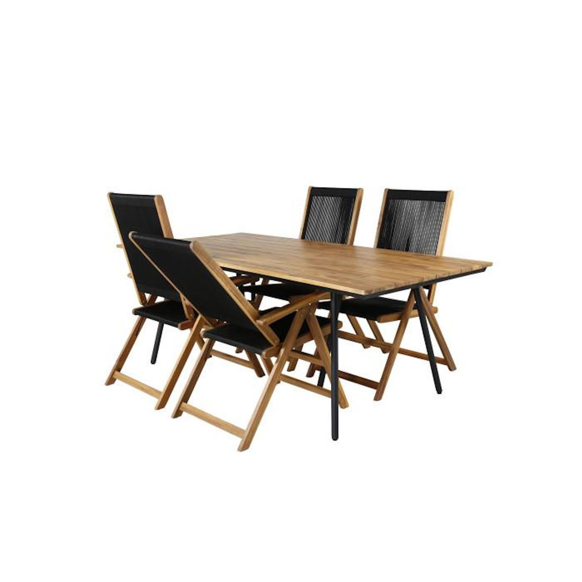 Paris Prix Ensemble Table de Jardin & 4 Chaises  Chan & Little John  200cm Naturel & Noir