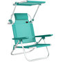 Voir la diapositive 1 : OUTSUNNY Chaise de plage pliable inclinable avec pare-soleil turquoise