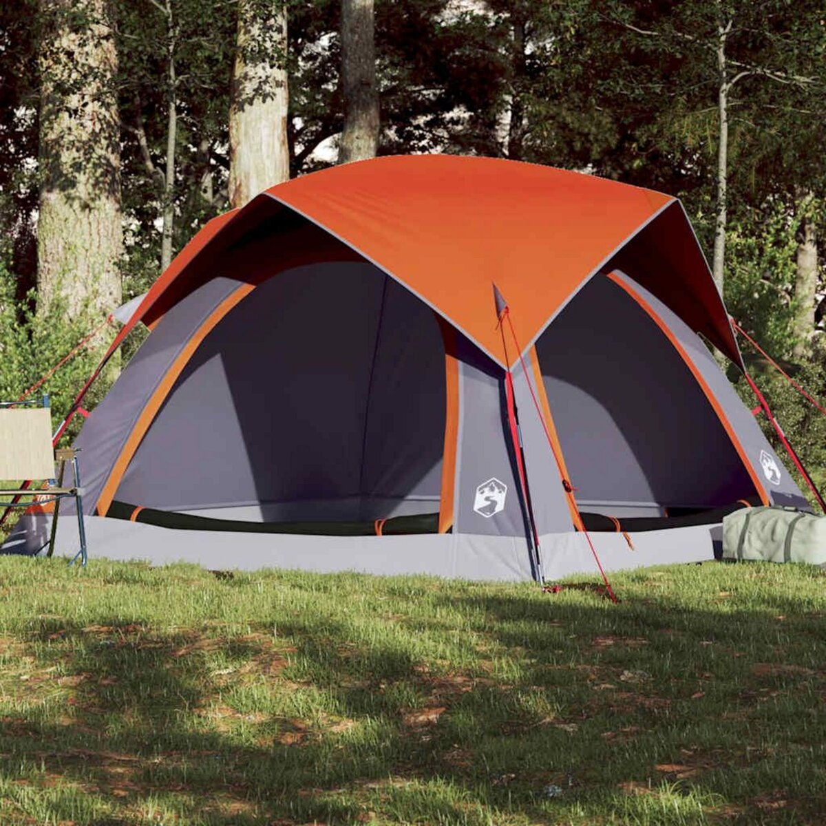 VIDAXL Tente de camping de cabine 4 personnes gris orange impermeable