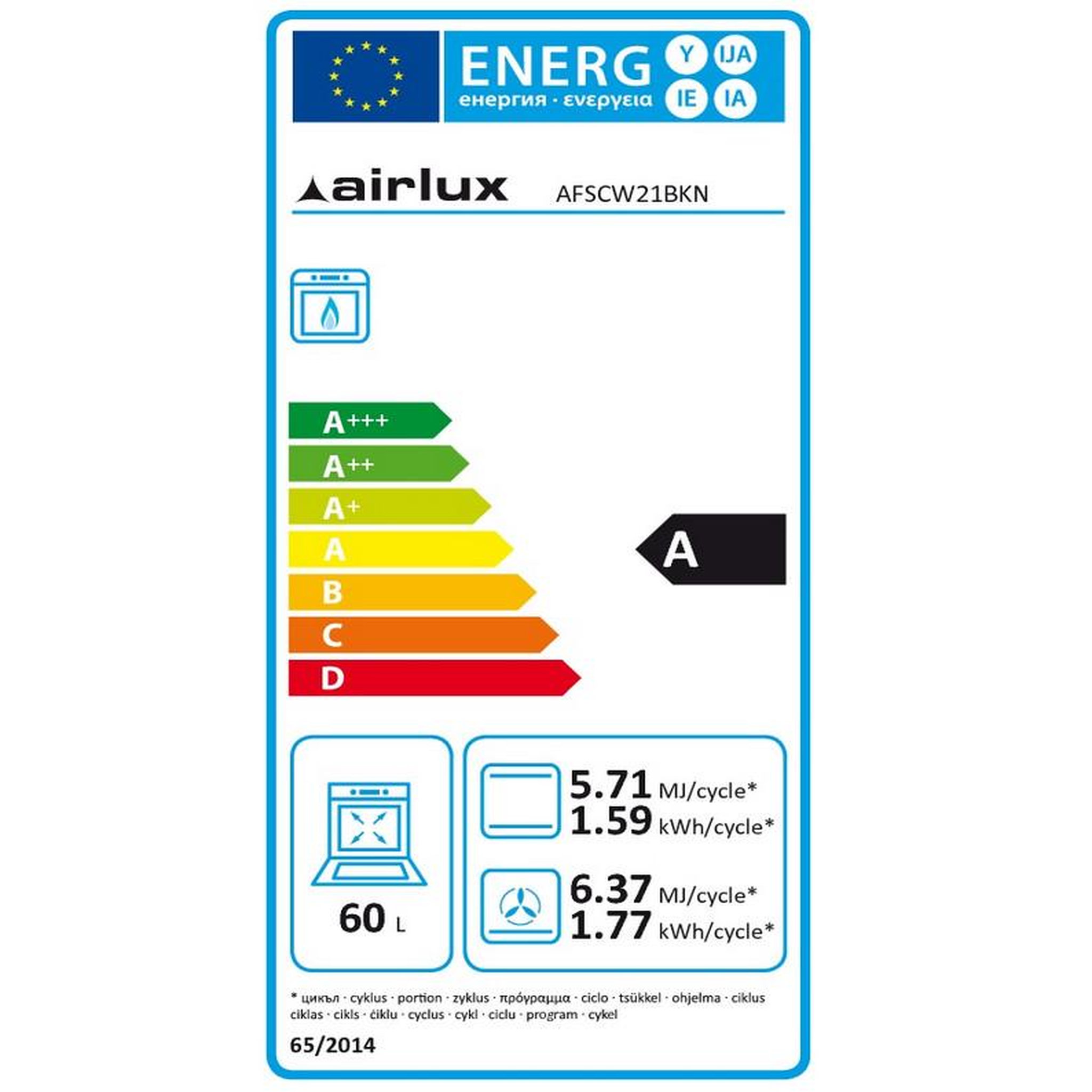 Voir la diapositive 2 : Airlux Four intégrable multifonction 60l 60cm gaz naturel catalyse noir - afscw21bkn