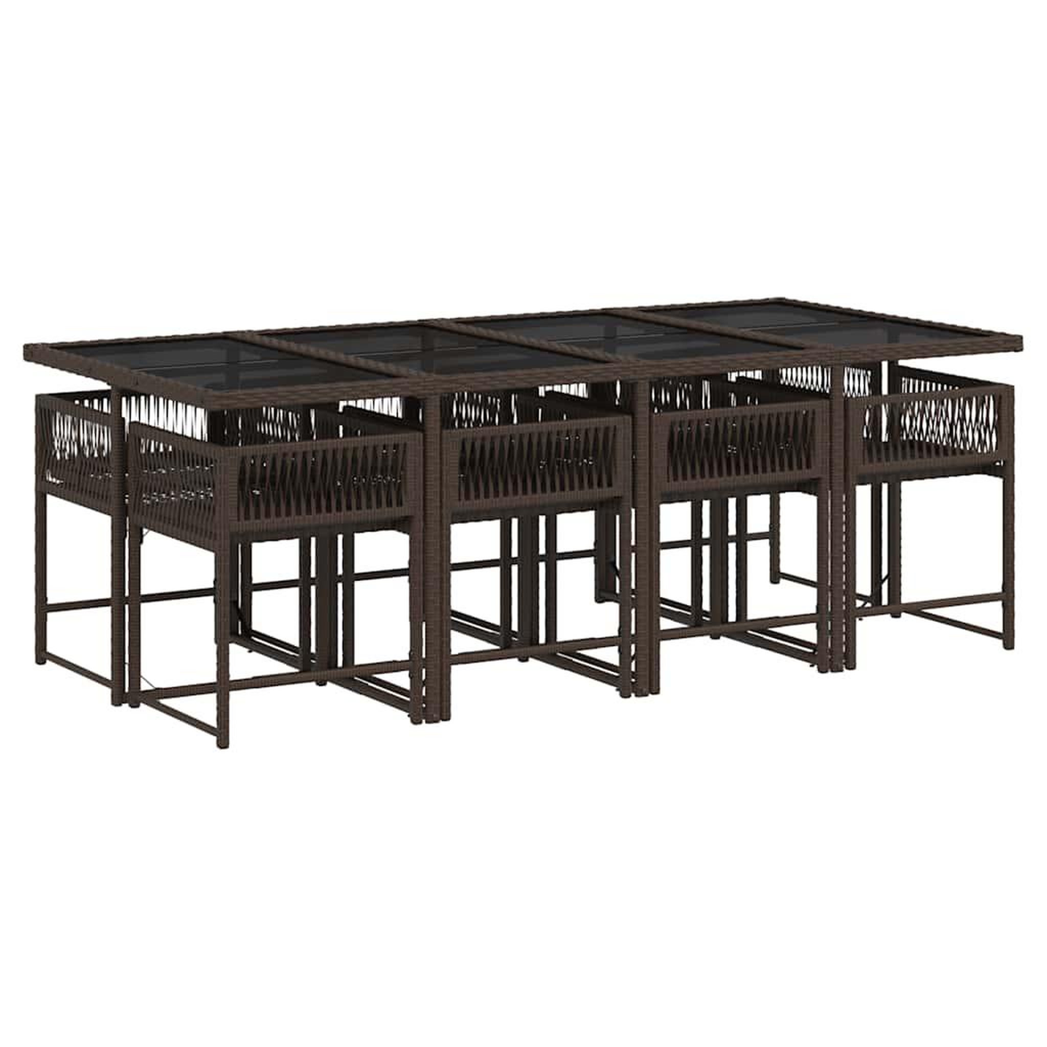 Voir la diapositive 3 : VIDAXL Ensemble a manger de jardin et coussins 9 pcs marron poly rotin