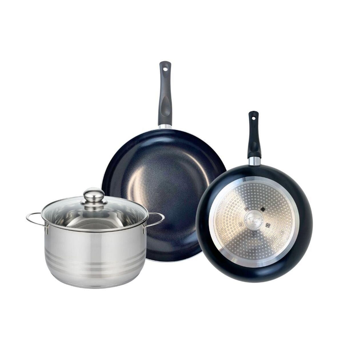 ELO Ensemble de 2 Poêles de cuisson 28 et 32 cm et 1 faitout 24 cm Elo Prima Brillant