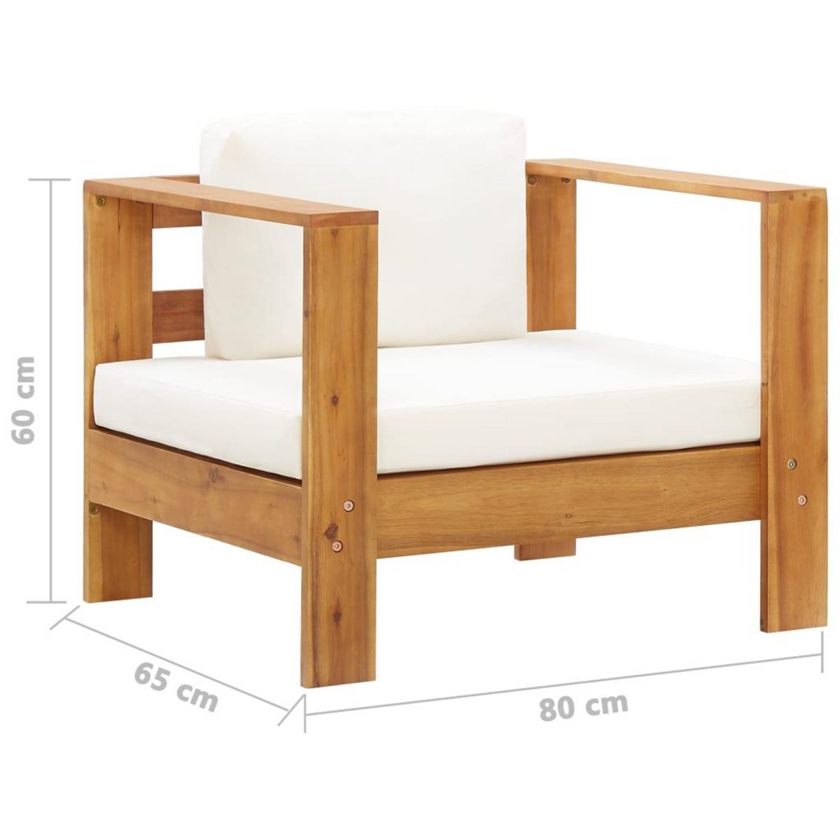 VIDAXL Chaise de jardin avec coussin Creme Bois d'acacia solide