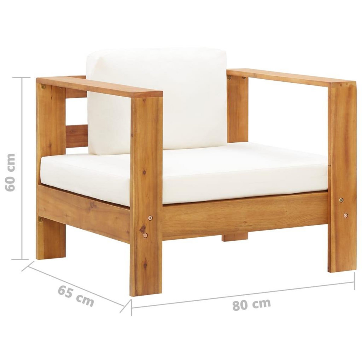VIDAXL Chaise de jardin avec coussin Creme Bois d'acacia solide