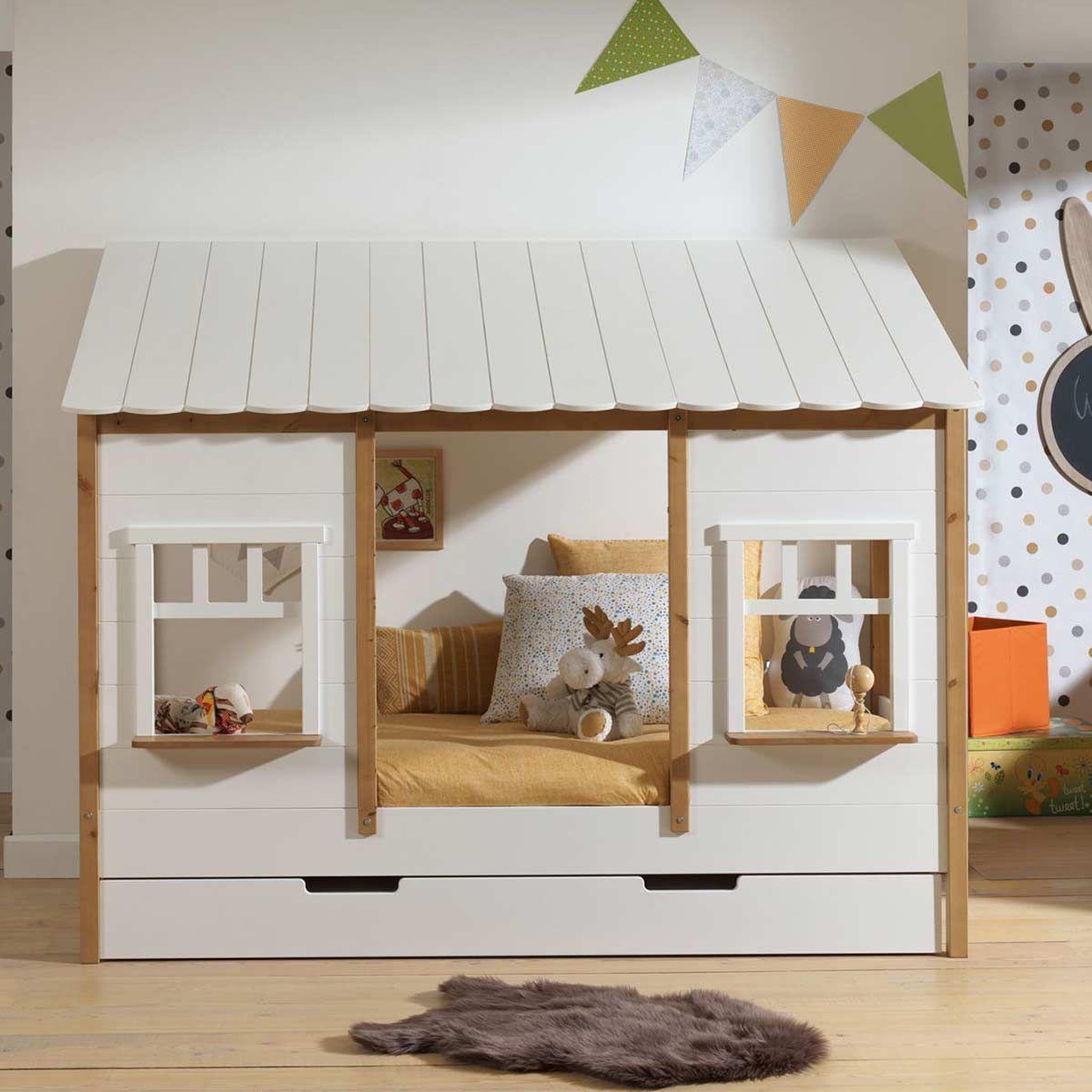 Paris Prix Pack - lit cabane enfant & tiroir  housebed iv  90x200cm blanc