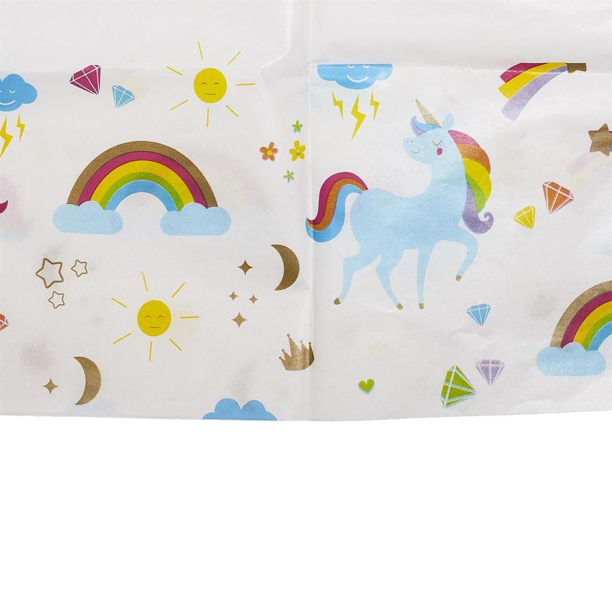 Voir la diapositive 2 : PARTY TIME Nappe en papier  licorne  137x183cm blanc