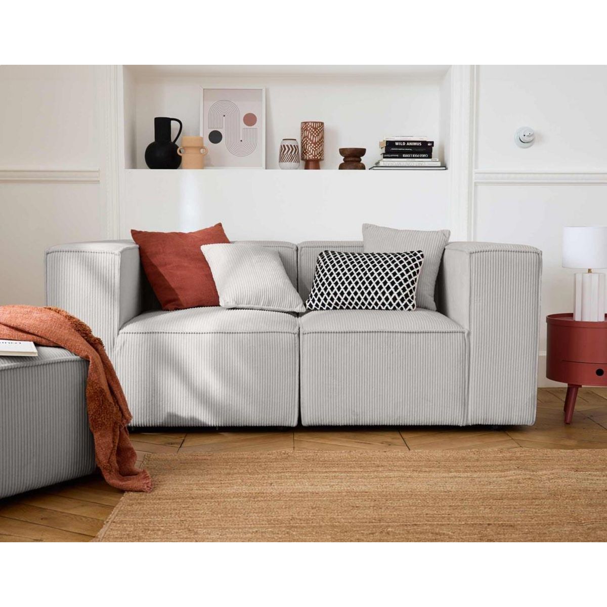 LISA DESIGN Arty - canapé modulable 2 places - en velours côtelé