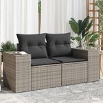 VIDAXL Canape de jardin 2 places avec coussins gris resine tressee