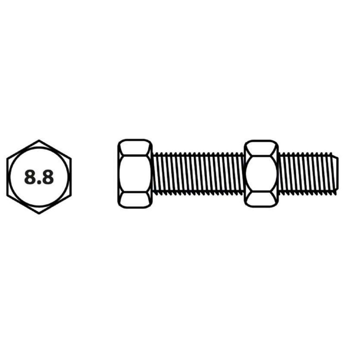  Boulon tête hexagonale et écrou Vissal finition zinguée Ø10 x 60 mm  lot de 3