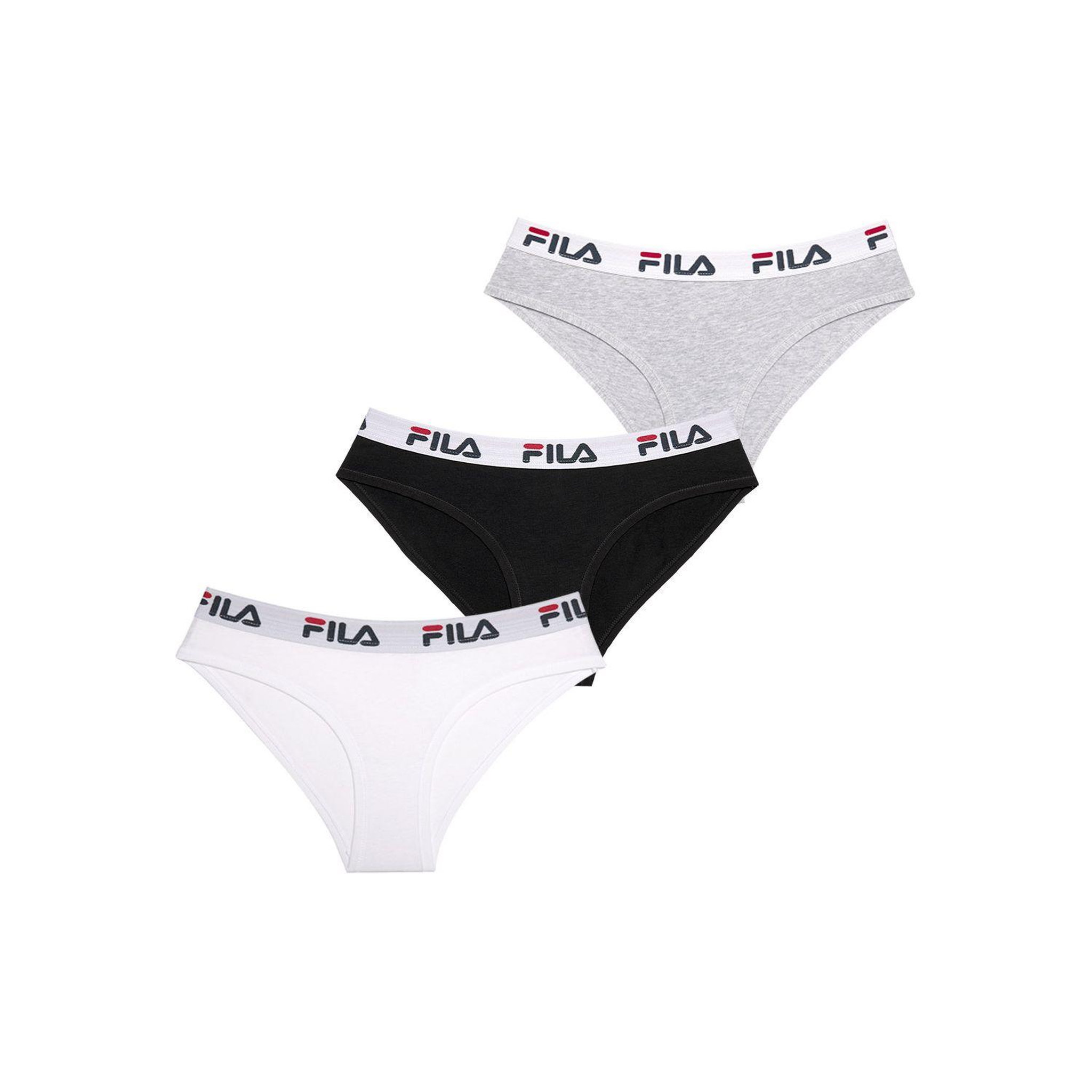Voir la diapositive 1 : FILA Lot de 3 culottes coton femme fila fu6043 gris, noir et blanc