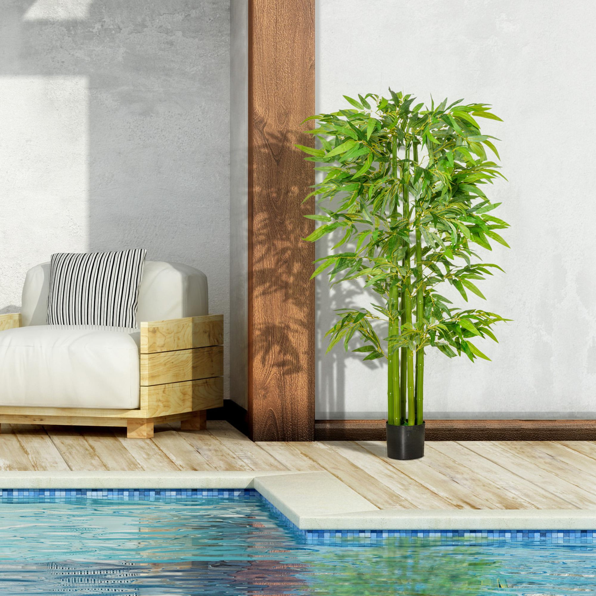 Voir la diapositive 4 : HOMCOM Bambou artificiel XL 1,60H m 975 feuilles denses réalistes pot inclus noir vert