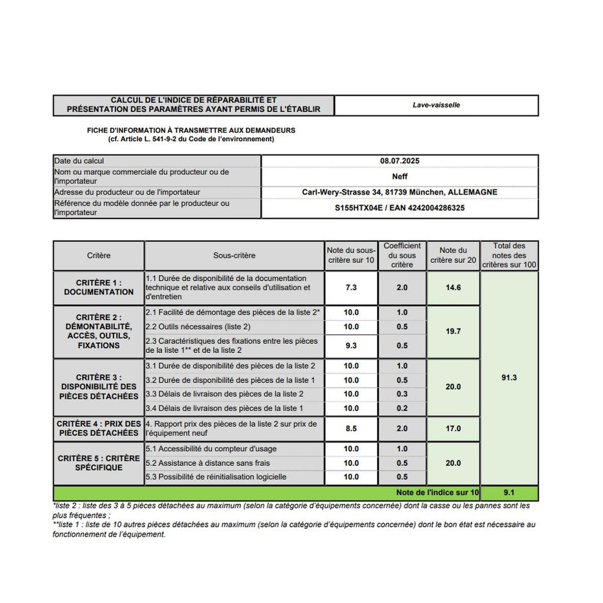Neff Lave-vaisselle 60cm 13 couverts 46db tout intégrable - S155HTX04E