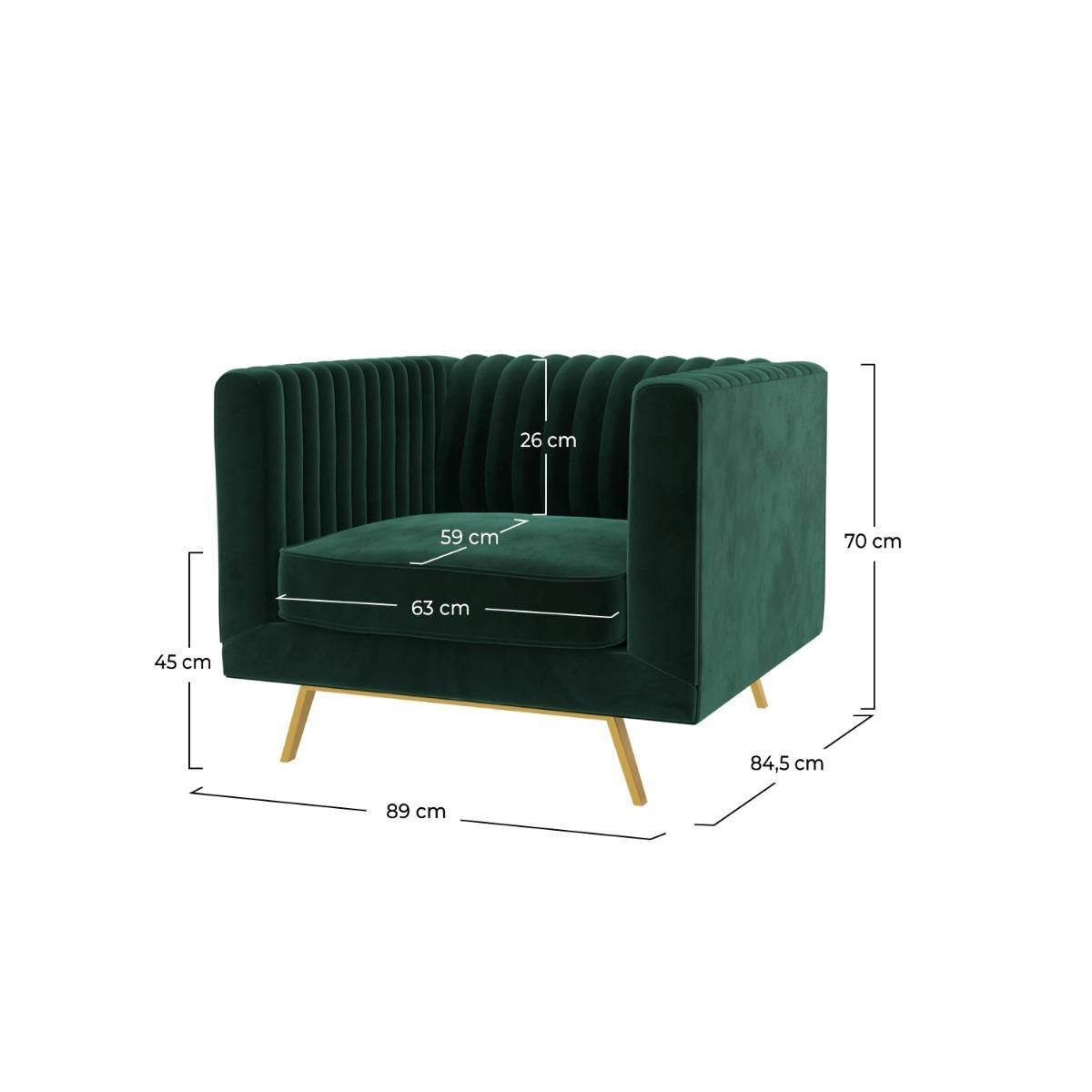 Rendez vous déco Fauteuil en velours vert foncé - Gatsby