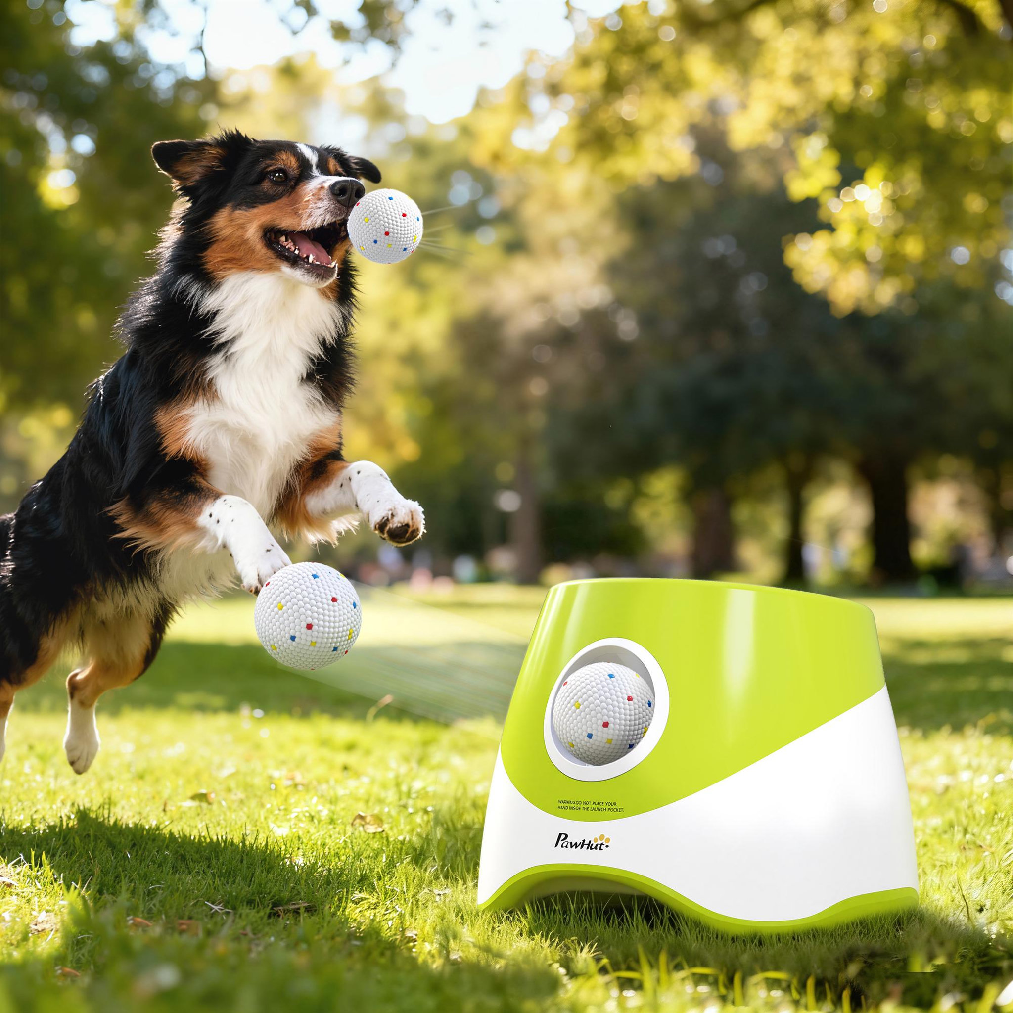 Voir la diapositive 2 : PAWHUT Lanceur de balles automatique pour chien 5 balles etpu vert