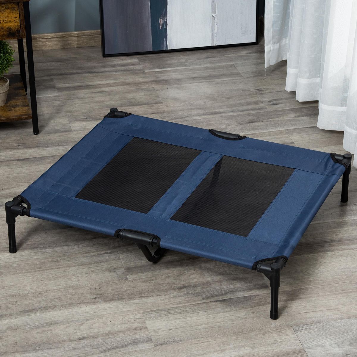 PAWHUT Lit sur pieds pour chien chat lit de camp animal lit surélevé Oxford textilène micro-perforé dim. 92L x 76l x 18H cm bleu