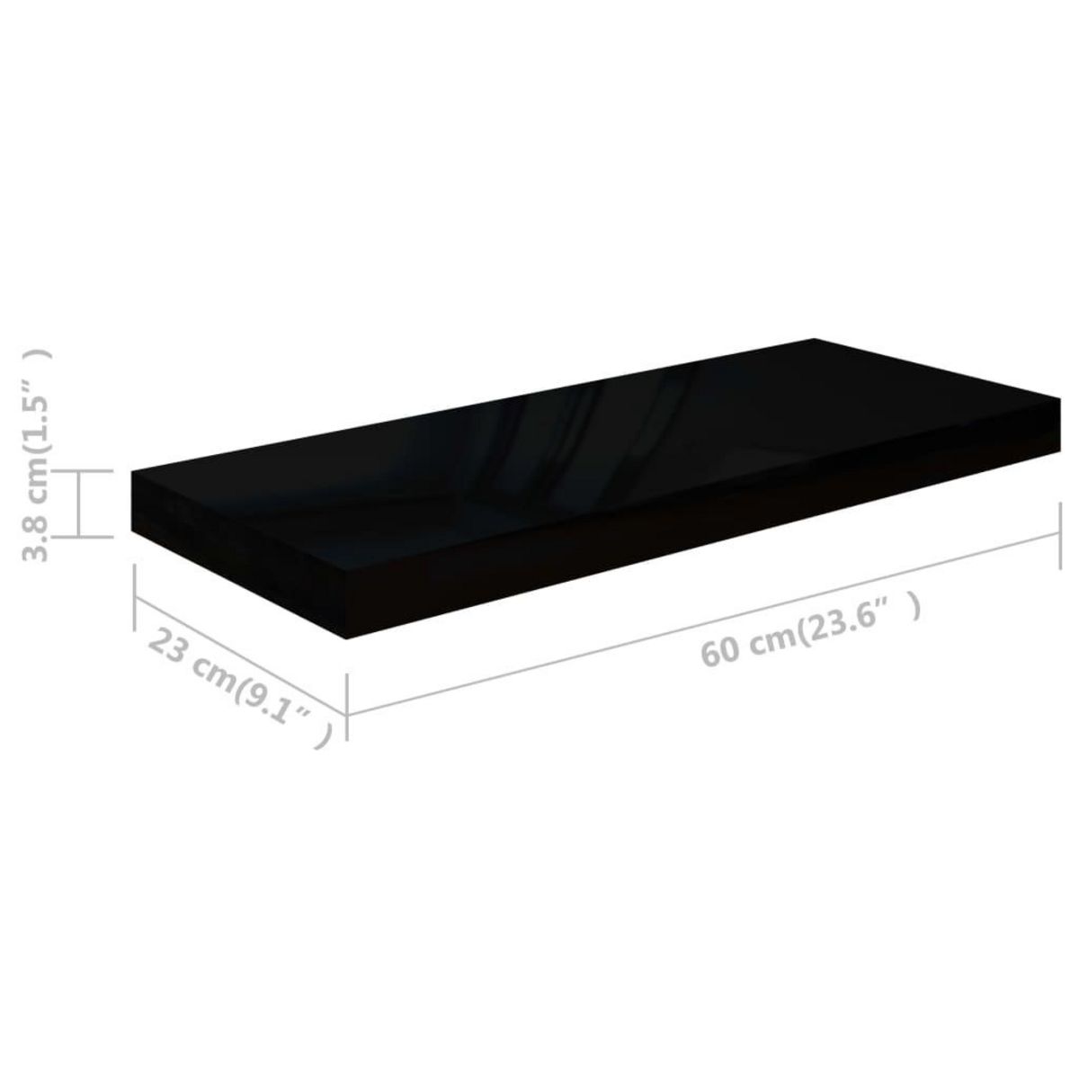 VIDAXL Etagere murale flottante Noir brillant 60x23,5x3,8 cm MDF
