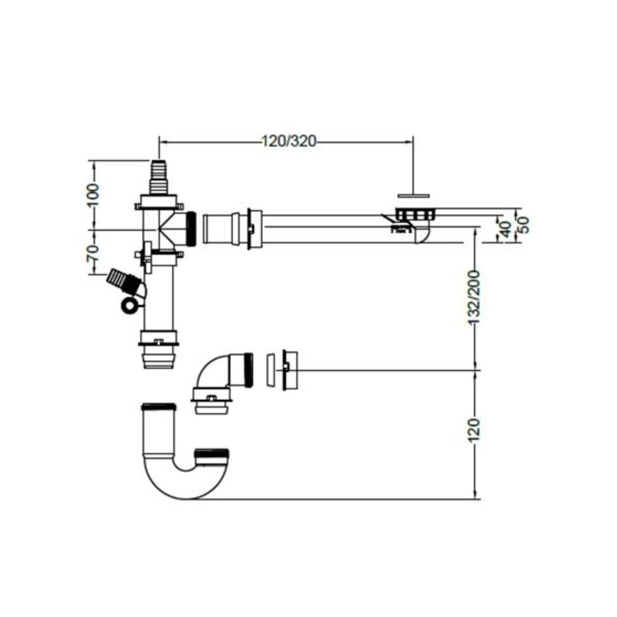 franke Tubulure 1 cuve avec siphon et prise lave-vaisselle - 112.0517.969