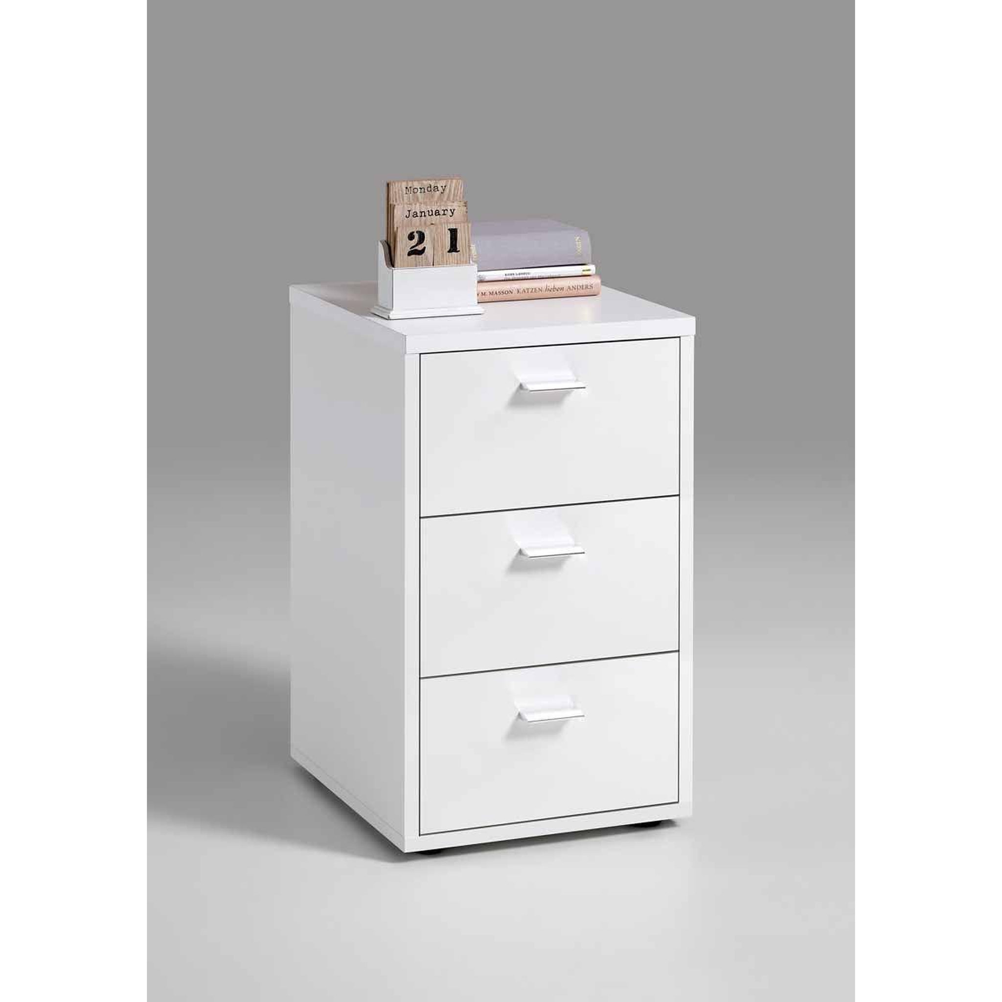 Voir la diapositive 2 : Paris Prix Table de chevet 3 tiroirs design  gania  62cm blanc