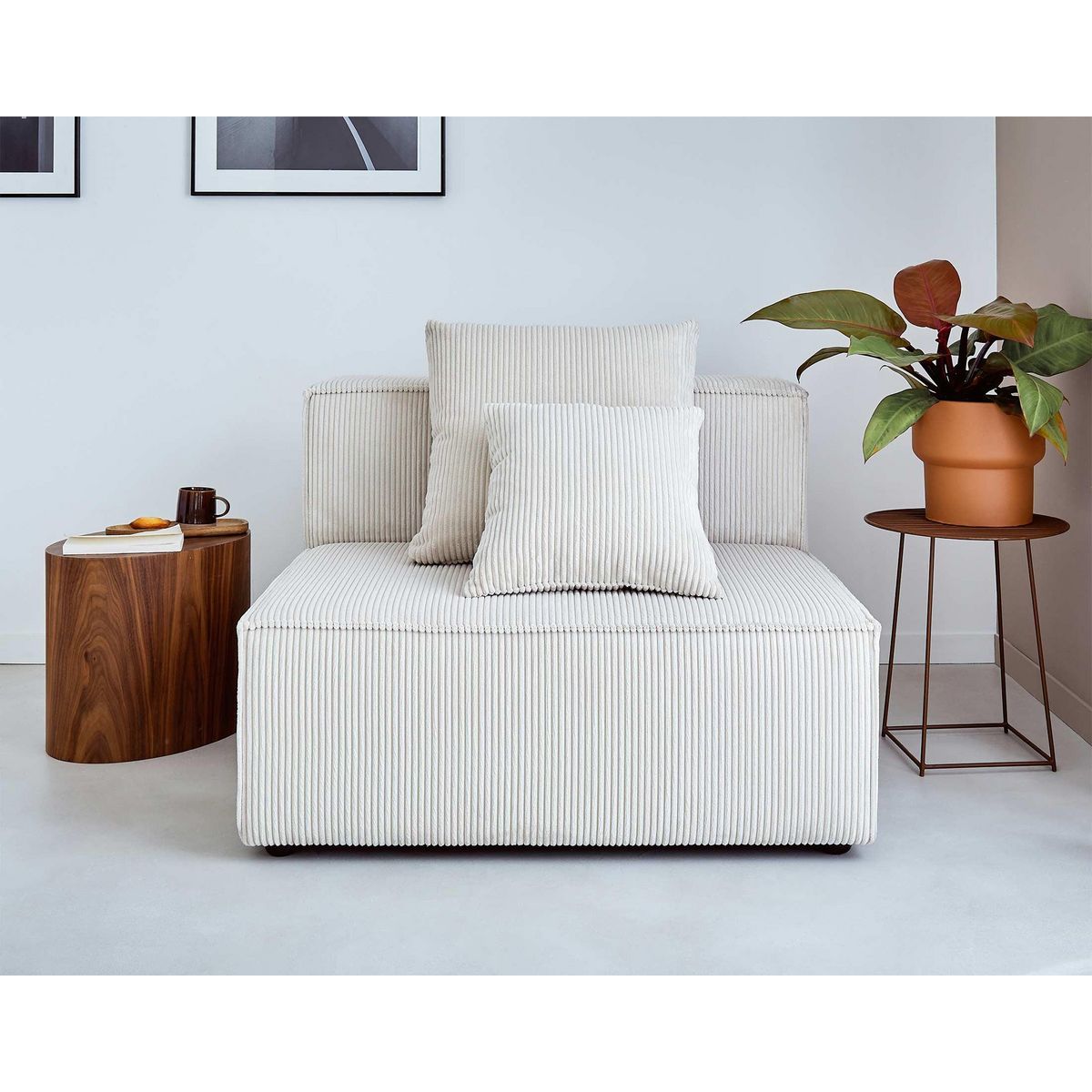 LISA DESIGN Colombine - module d'assise sans accoudoirs - en velours côtelé