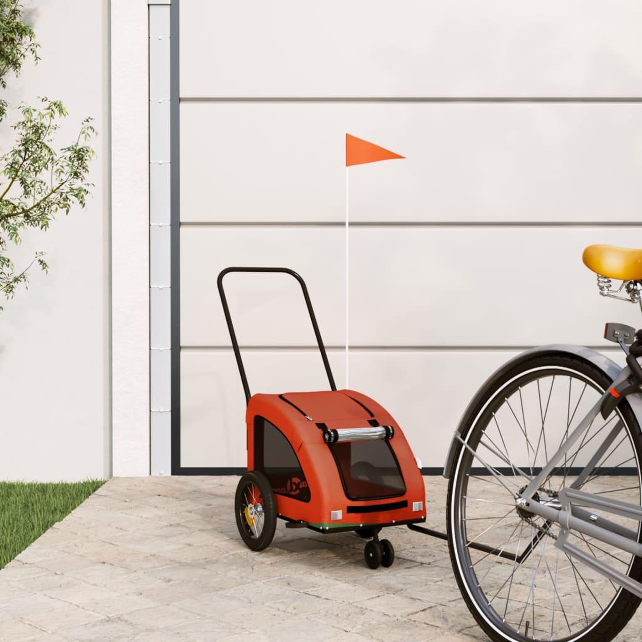 VIDAXL Remorque de velo pour animaux de compagnie orange et gris