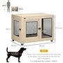 Voir la diapositive 5 : PAWHUT Cage pour chien sur pied style industriel - 2 portes verrouillables, coussin inclus - acier maillé noir panneaux aspect bois clair