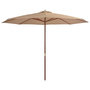Voir la diapositive 1 : VIDAXL Parasol d'exterieur avec mat en bois 350 cm Taupe
