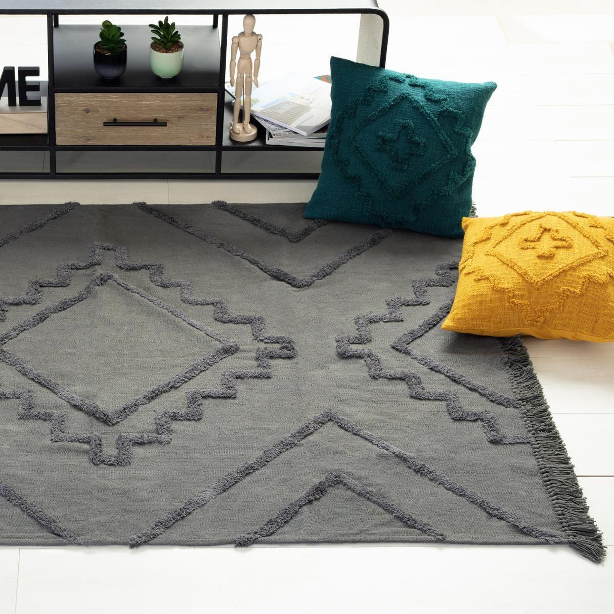 Voir la diapositive 3 : ATMOSPHERA Tapis Déco Tufté  Inca  120x170cm Gris