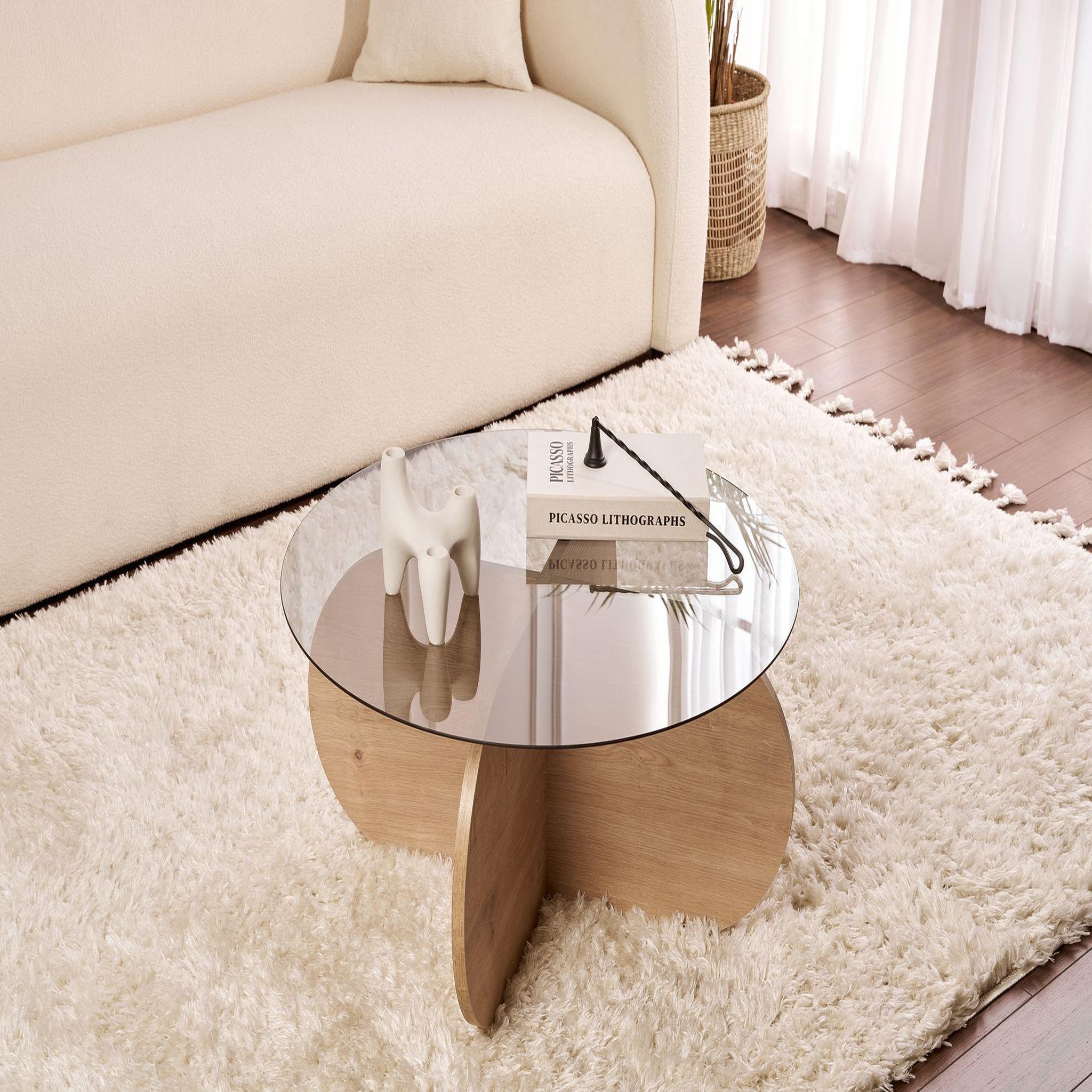 Voir la diapositive 2 : Habitat et Jardin Table basse en bois  aeris  - 75 x 75 x 35 cm - chêne saphirfumées