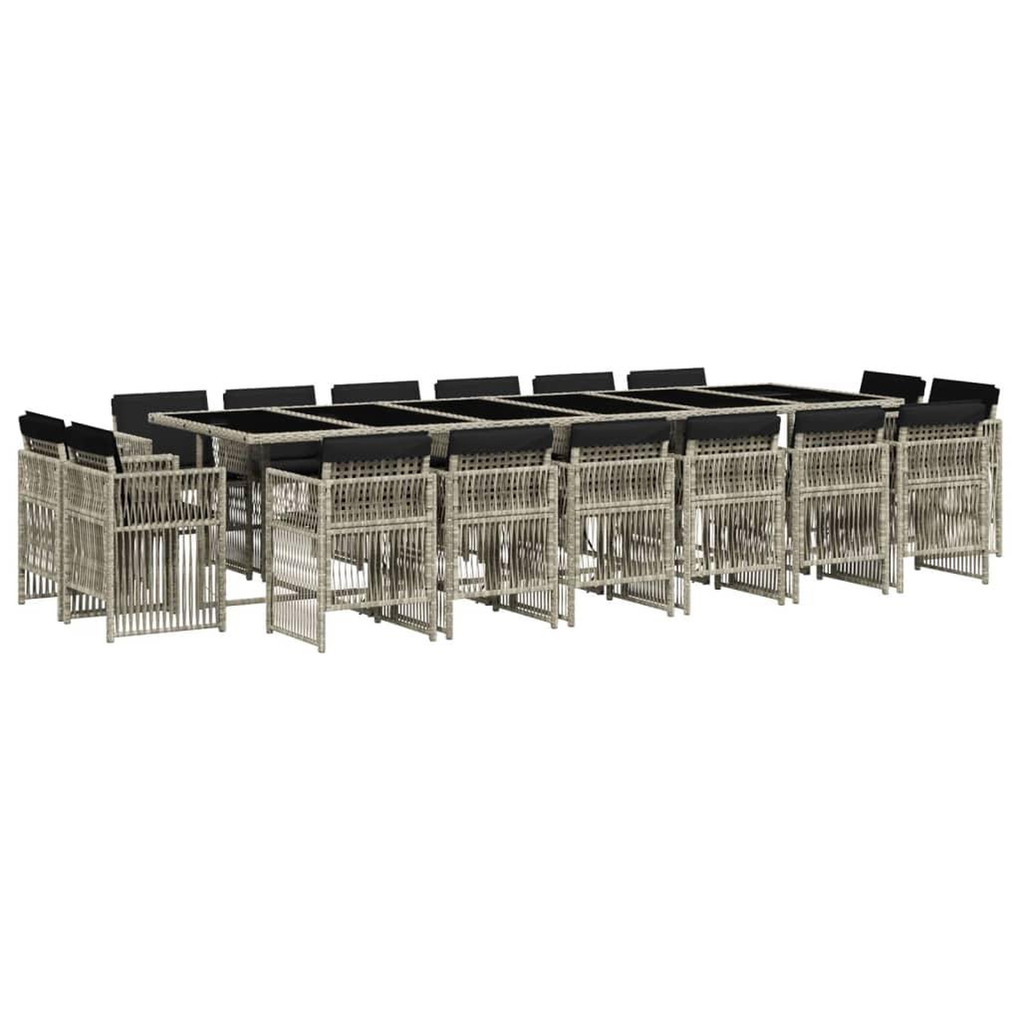 Voir la diapositive 2 : VIDAXL Ensemble a manger de jardin et coussins 17 pcs gris clair rotin