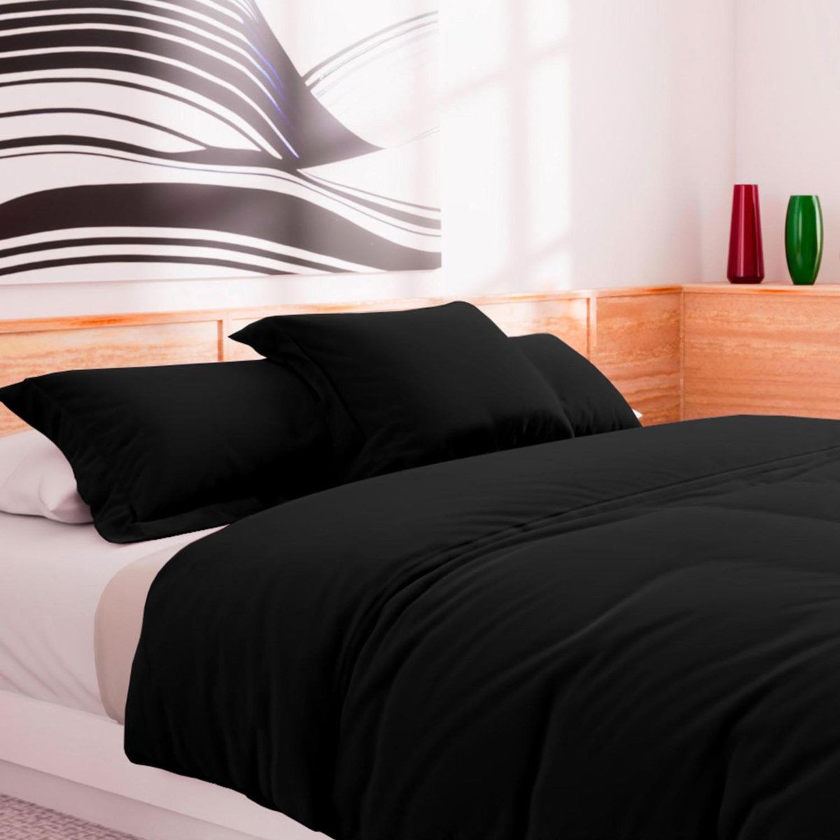 SOLEIL D'OCRE Housse de couette en coton 57 fils UNI, par Soleil d'Ocre