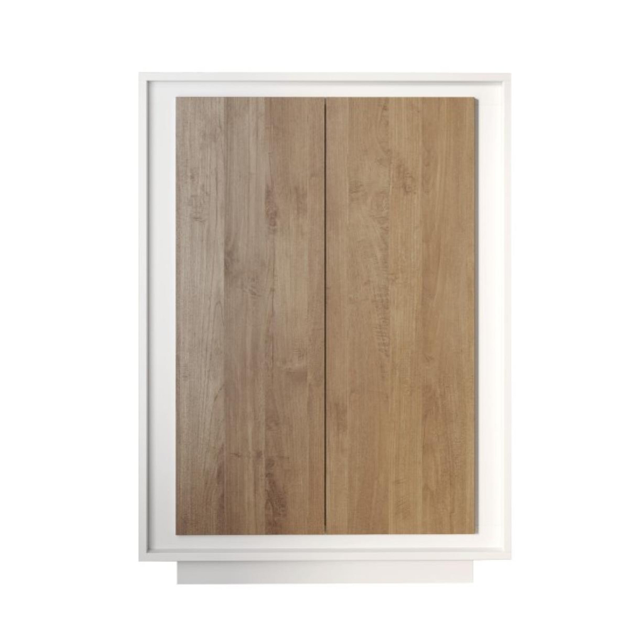 JLC KREATION Argentier-bar contemporain 2 portes blanc et noyer YORI