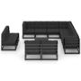 Voir la diapositive 2 : VIDAXL Salon de jardin 12 pcs avec coussins Noir Bois de pin massif
