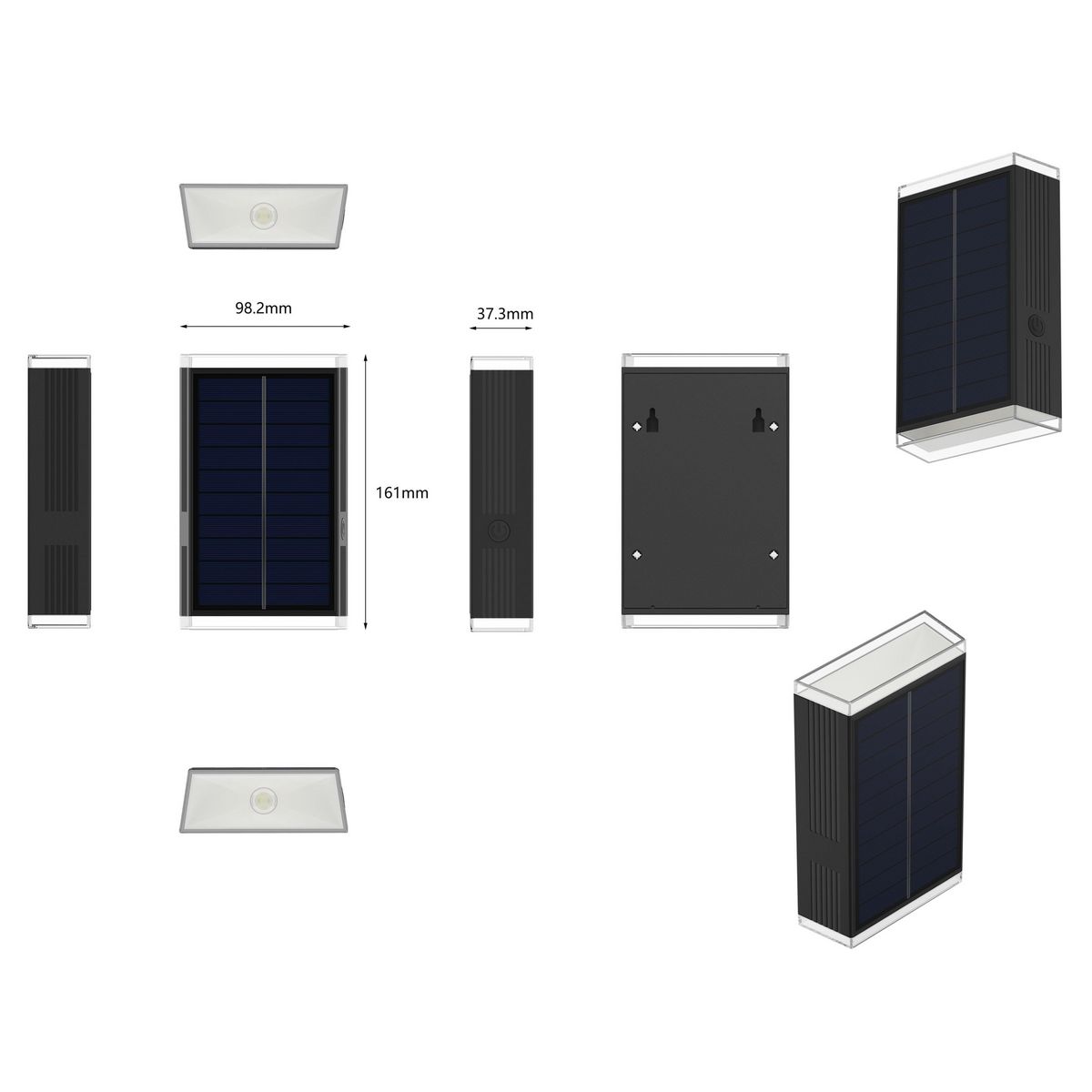 Lumisky Lot de 2 projecteurs solaires RODY Noir Plastique H18 cm