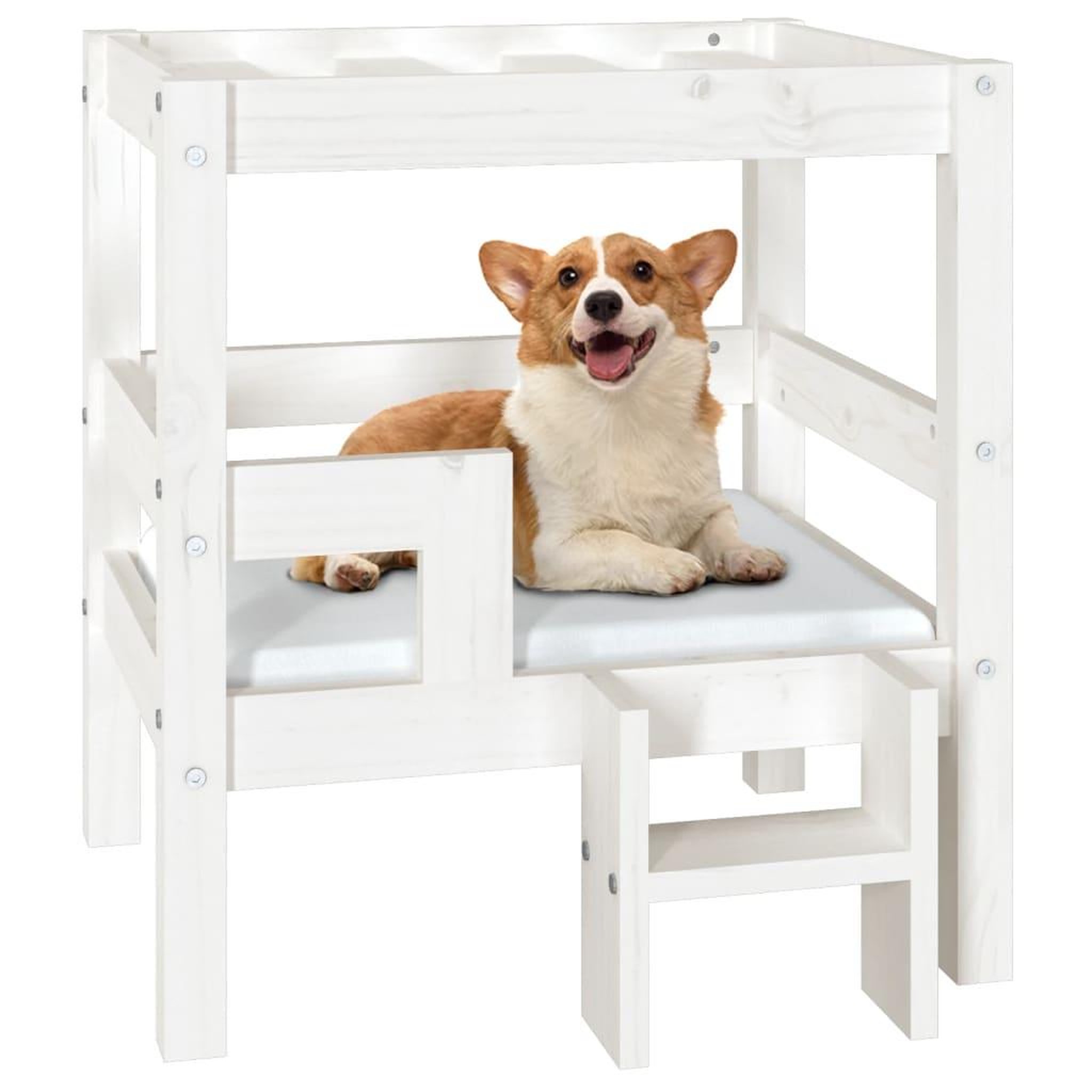 Voir la diapositive 4 : VIDAXL Lit pour chien Blanc 55,5x53,5x60 cm Bois de pin solide