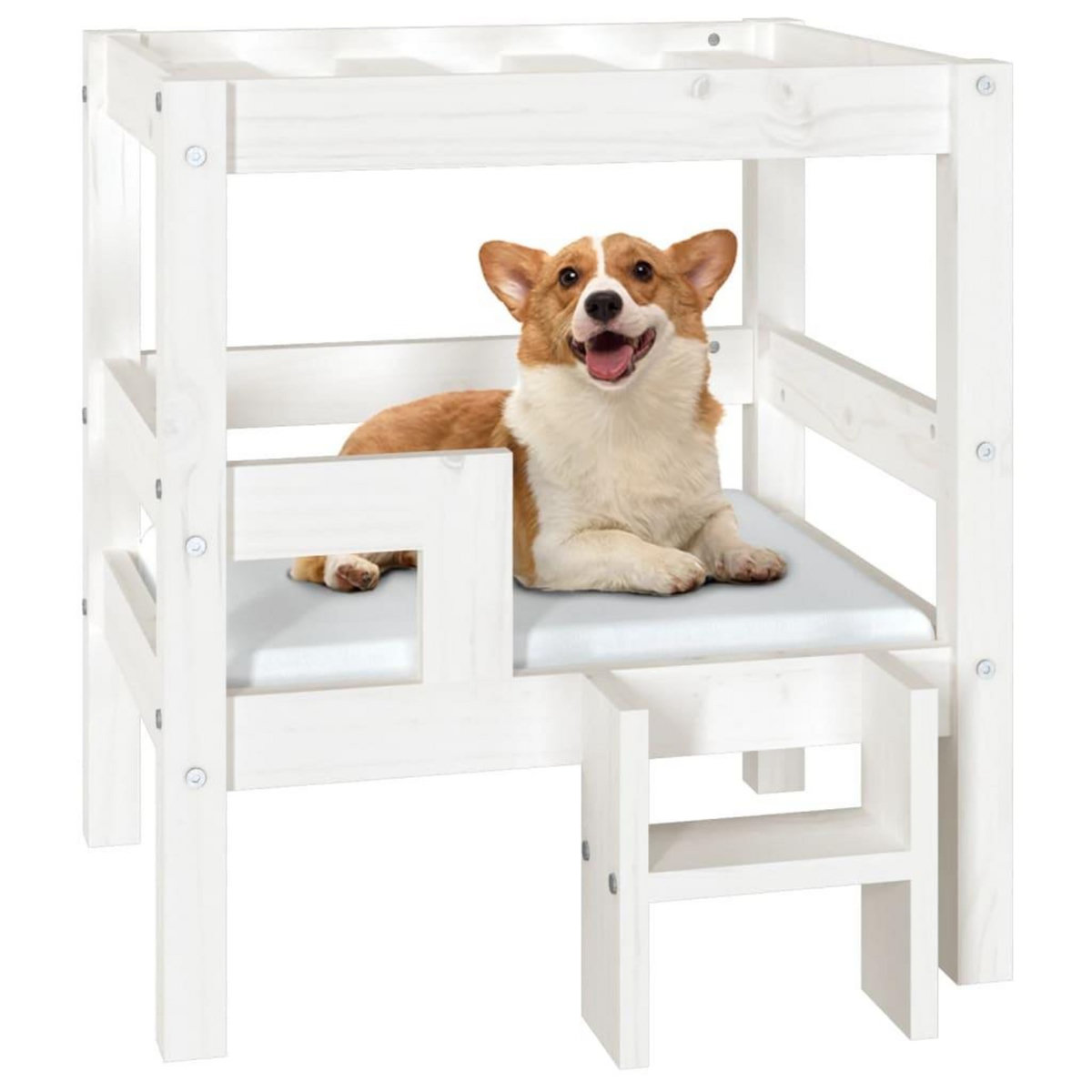 VIDAXL Lit pour chien Blanc 55,5x53,5x60 cm Bois de pin solide
