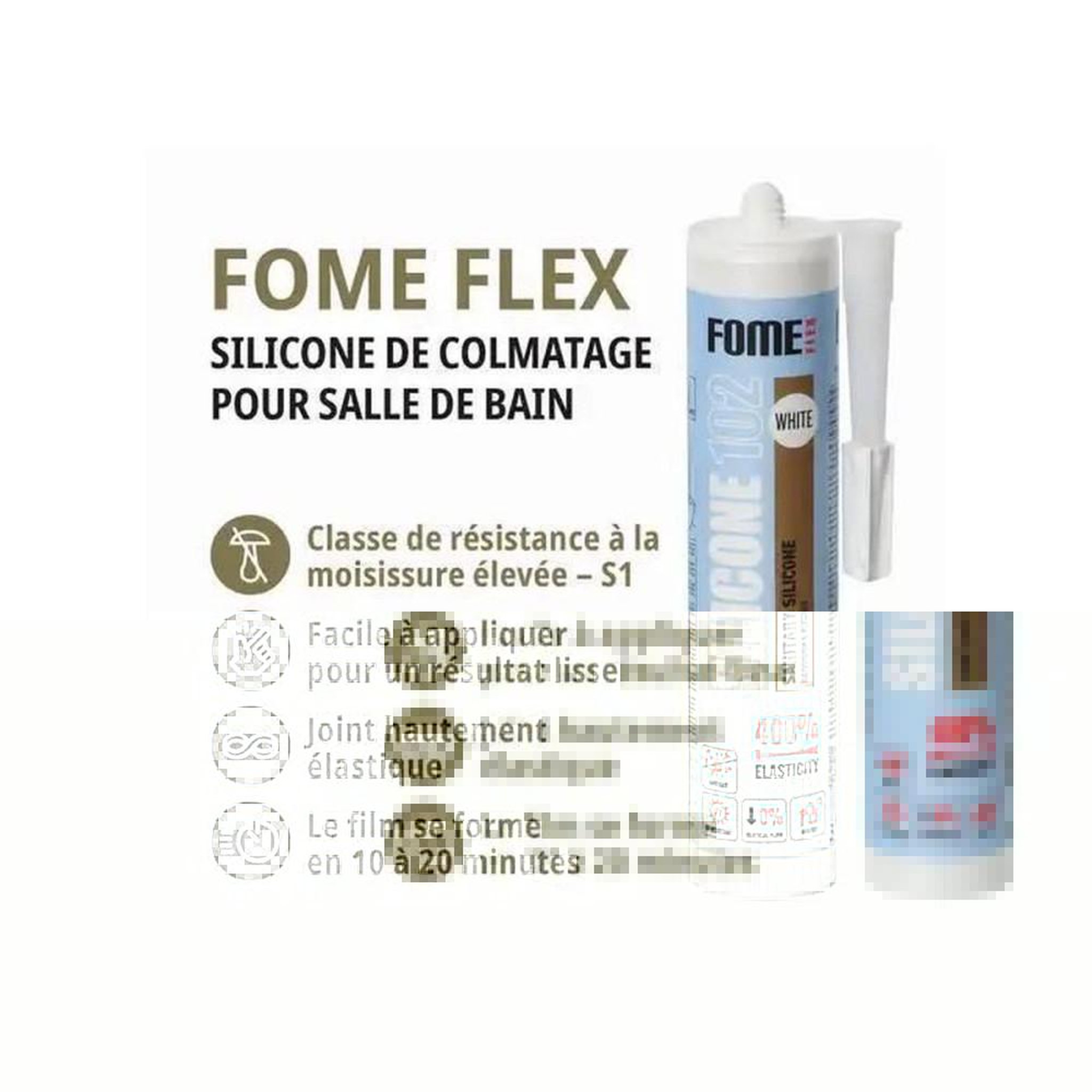Voir la diapositive 2 : Mastic silicone sanitaire acétique anti-moisissure blanc F EXT-INT, cartouche 300 ml